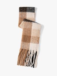 Ekose Uzun Atkı Püsküllü Yumuşak Dokulu