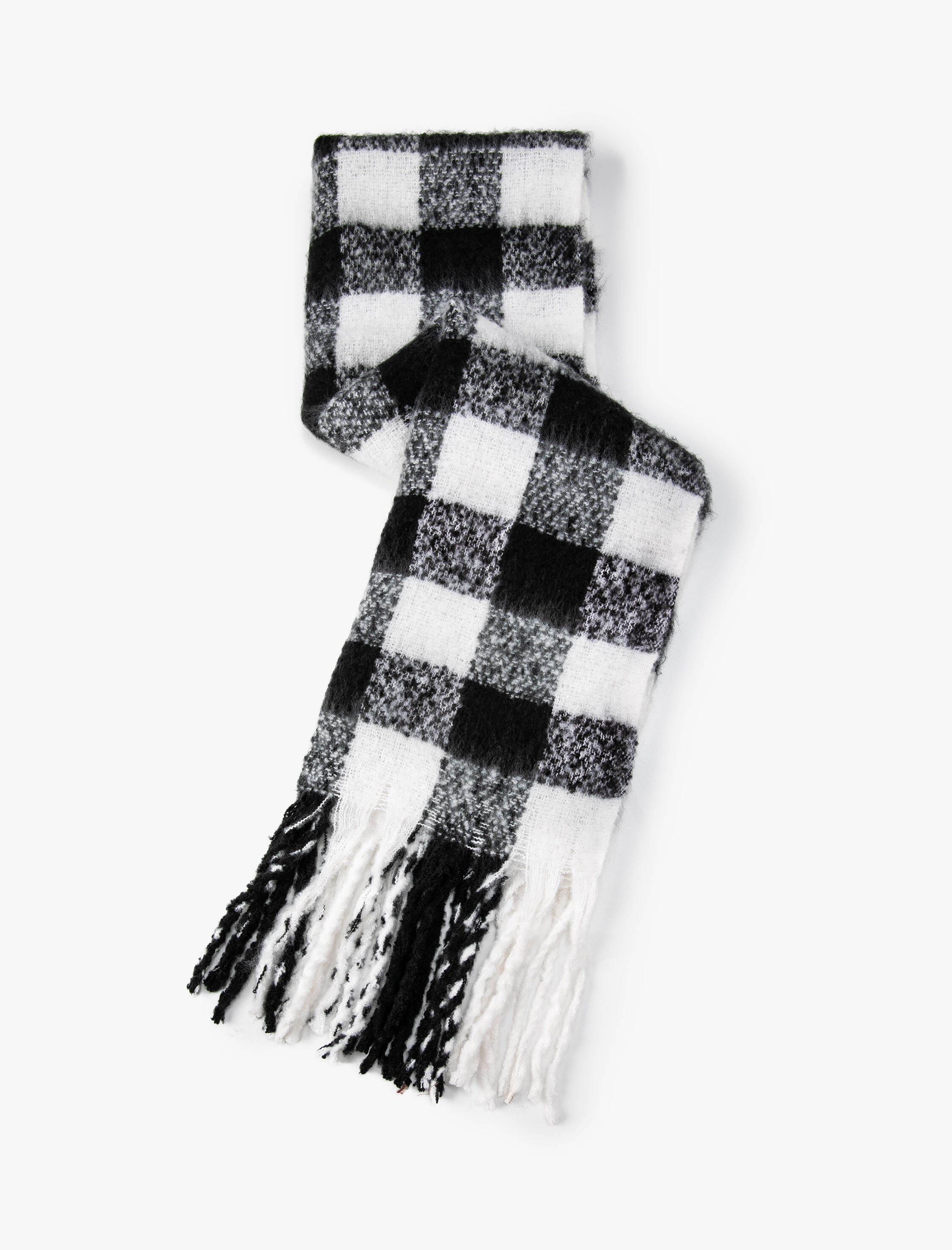  Kadın Ekose Uzun Atkı Püsküllü Yumuşak Dokulu