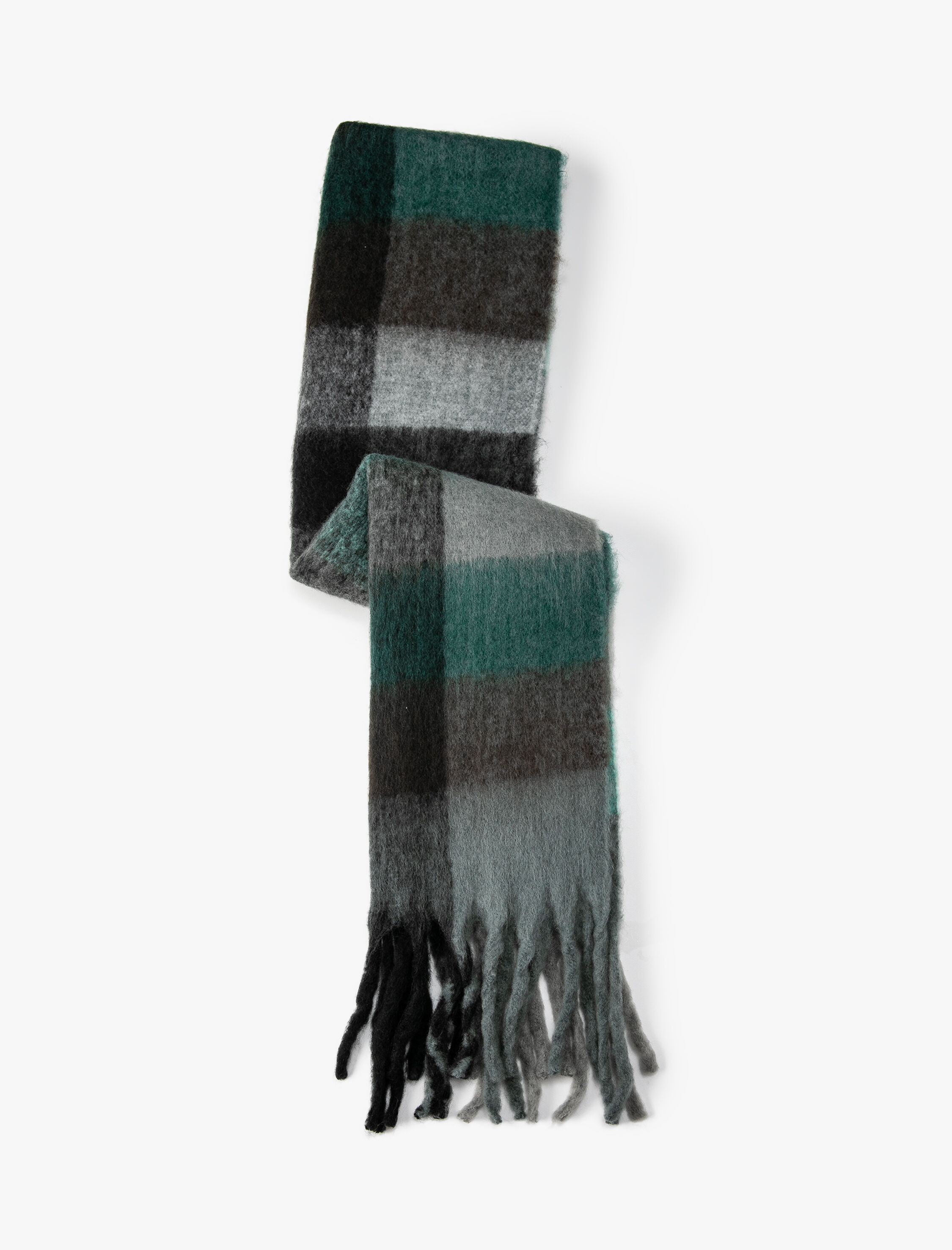  Kadın Ekose Uzun Atkı Püsküllü Yumuşak Dokulu