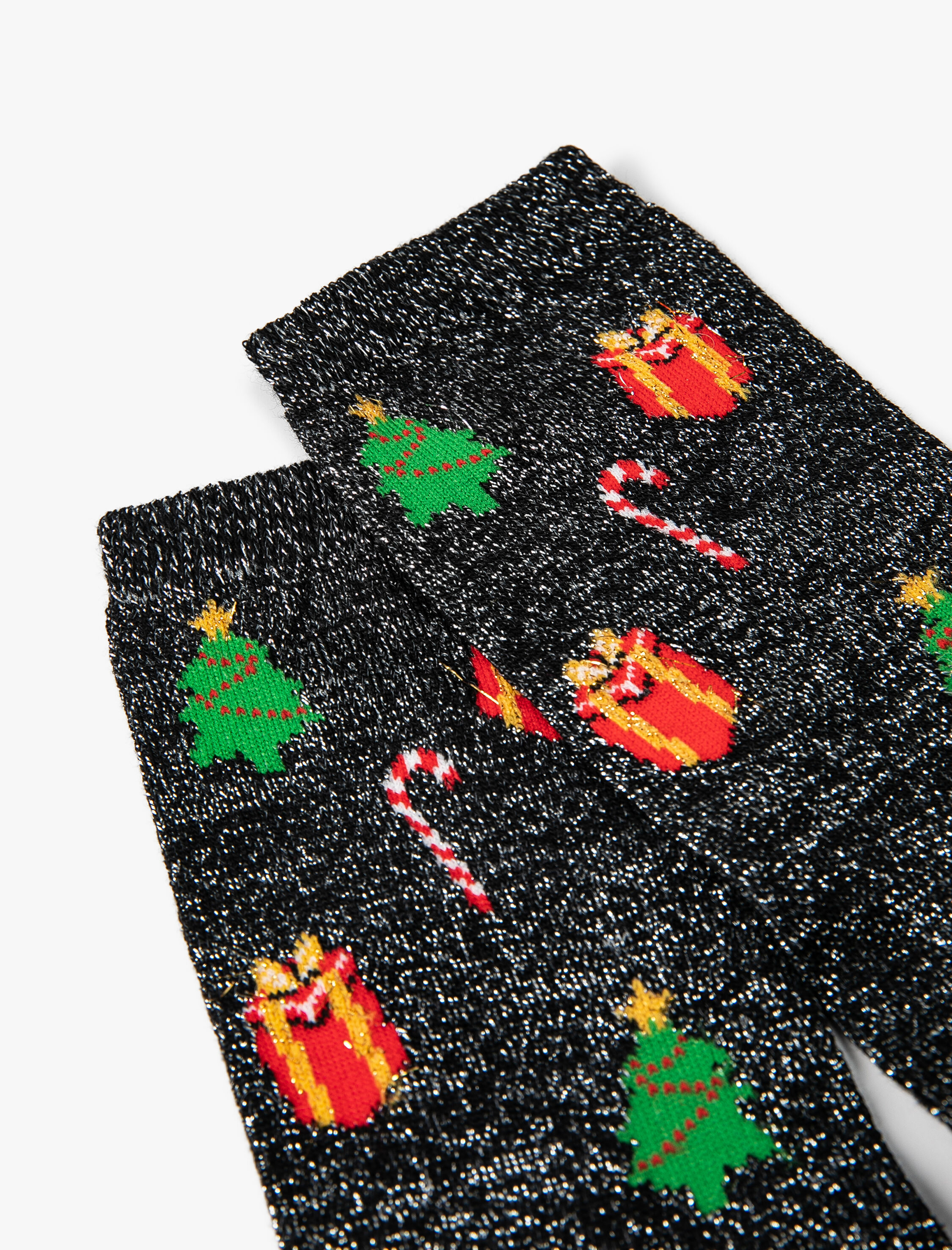  Kadın Yılbaşı Desenli Çorap Parlak Görünümlü