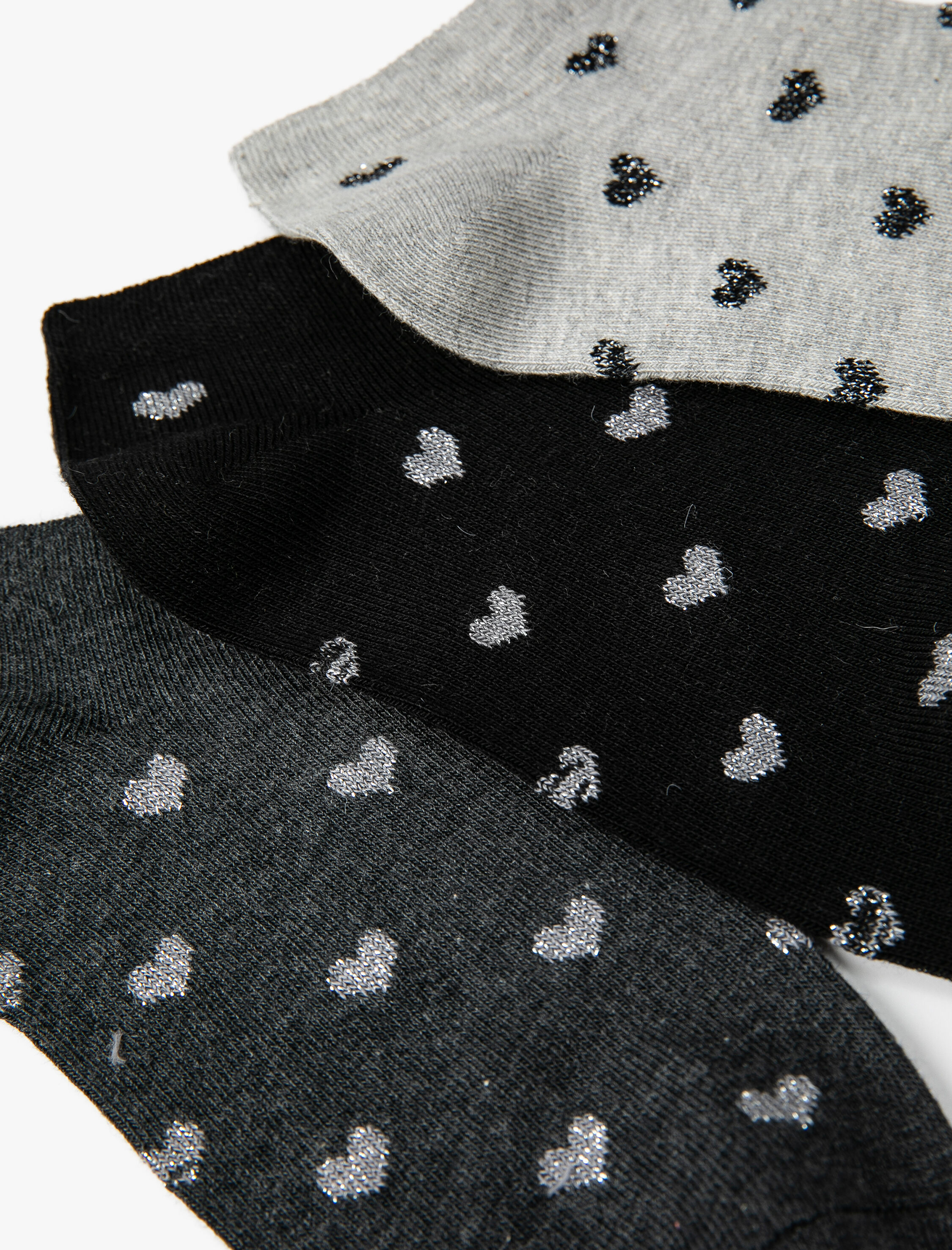  Kadın Kalpli Çorap Seti 3'lü Çok Renkli