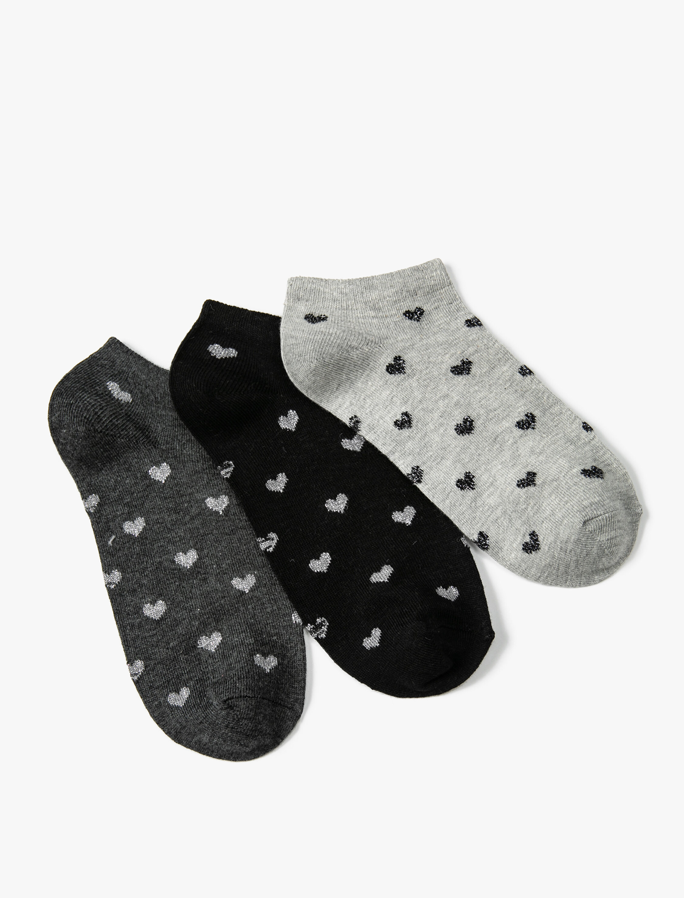  Kadın Kalpli Çorap Seti 3'lü Çok Renkli