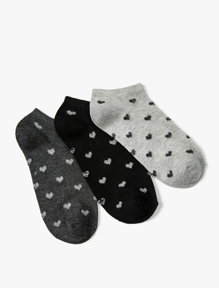 Kadın Kalpli Çorap Seti 3'lü Çok Renkli