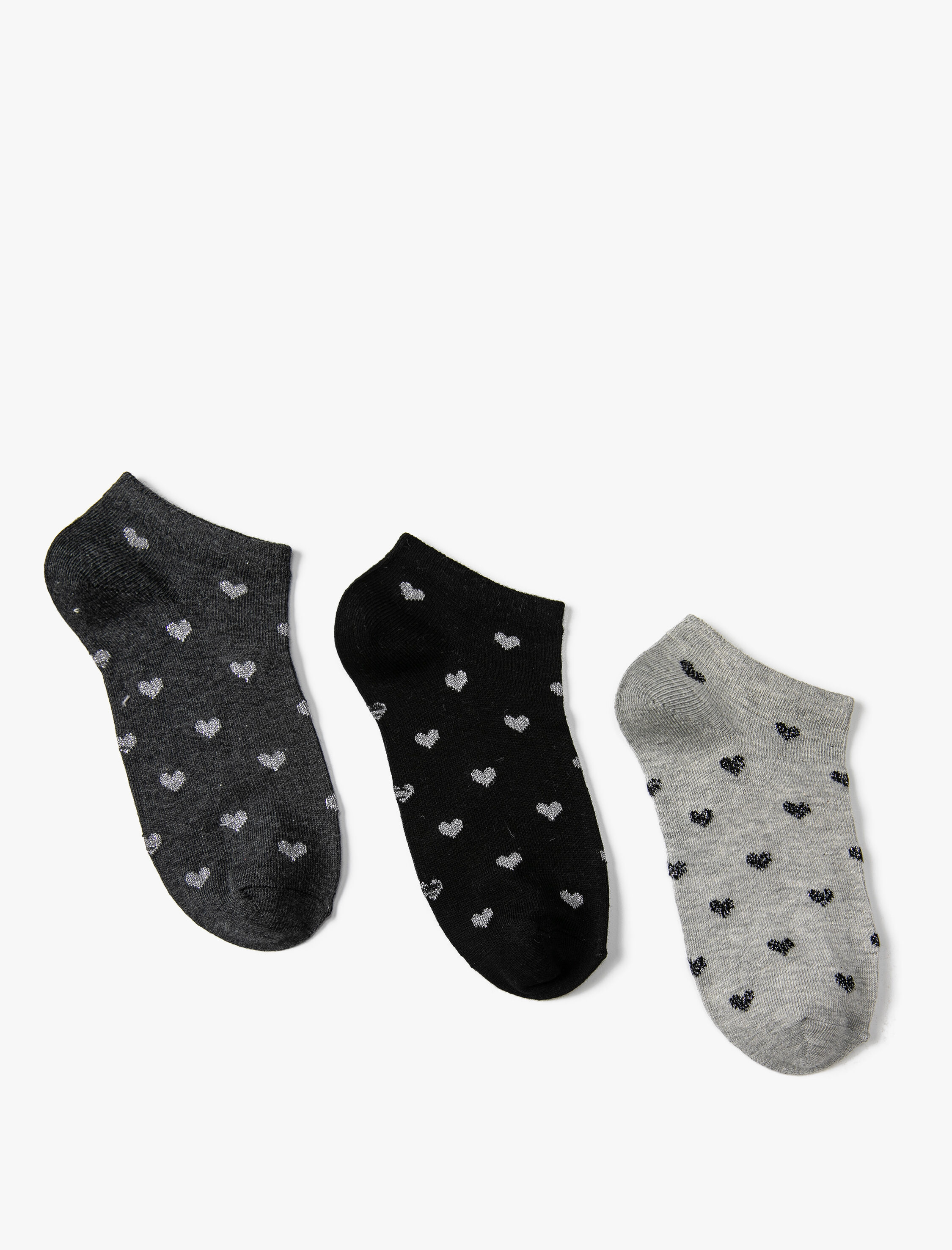  Kadın Kalpli Çorap Seti 3'lü Çok Renkli