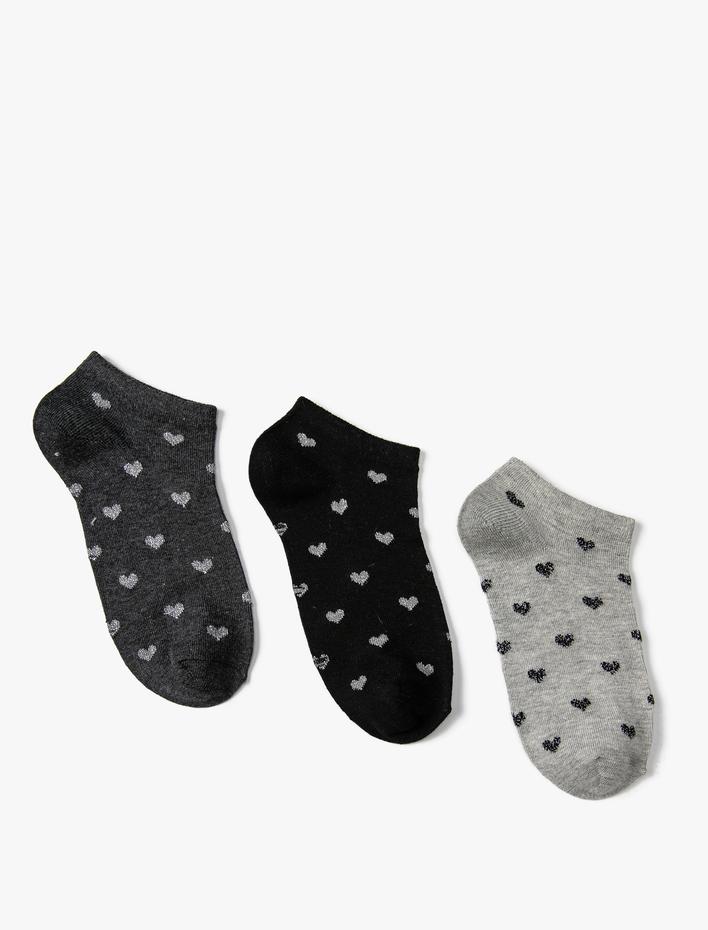 Kadın Kalpli Çorap Seti 3'lü Çok Renkli