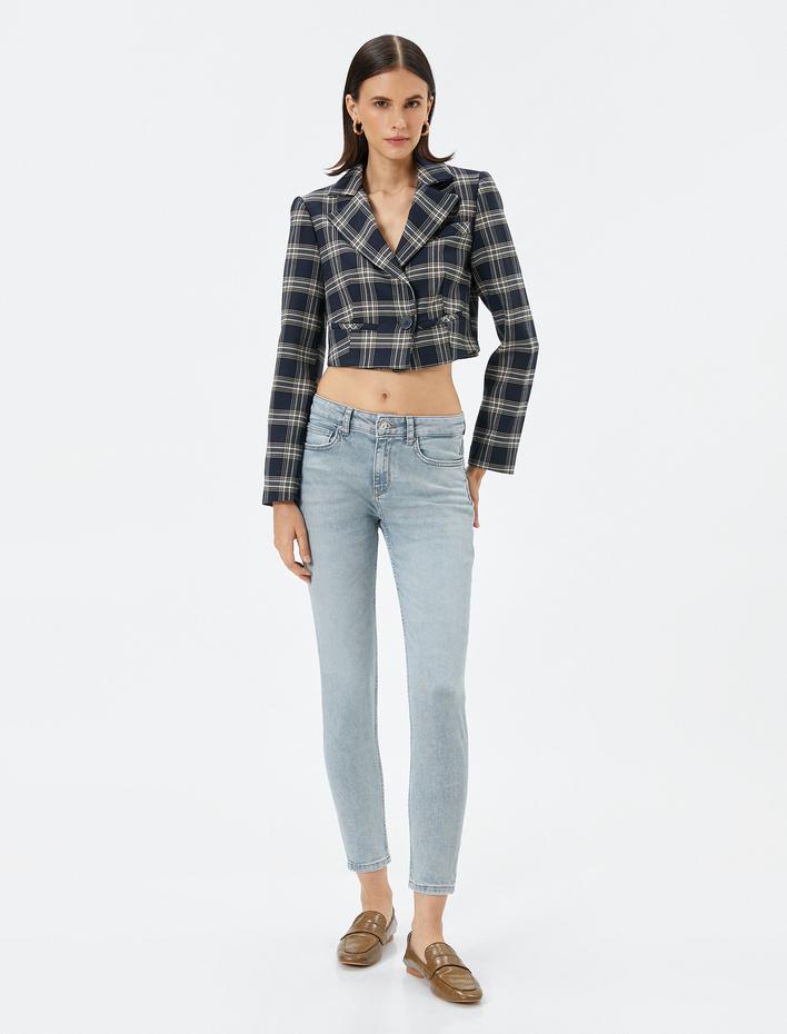  Dar Paça Kot Pantolon Normal Bel Dar Kesim Pamuklu Cepli - Kate Jean