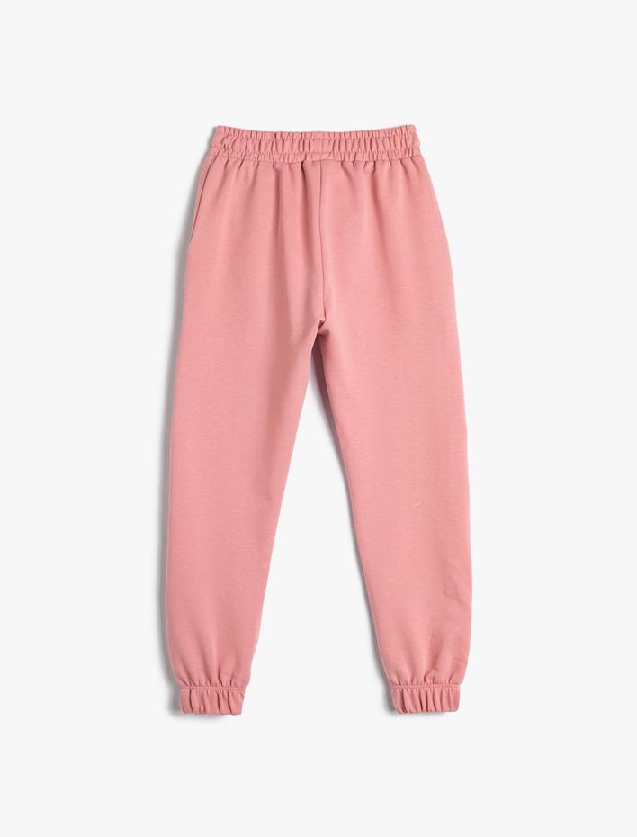 Kız Çocuk Jogger Eşofman Altı Kelebek Baskılı Cepli Pamuklu