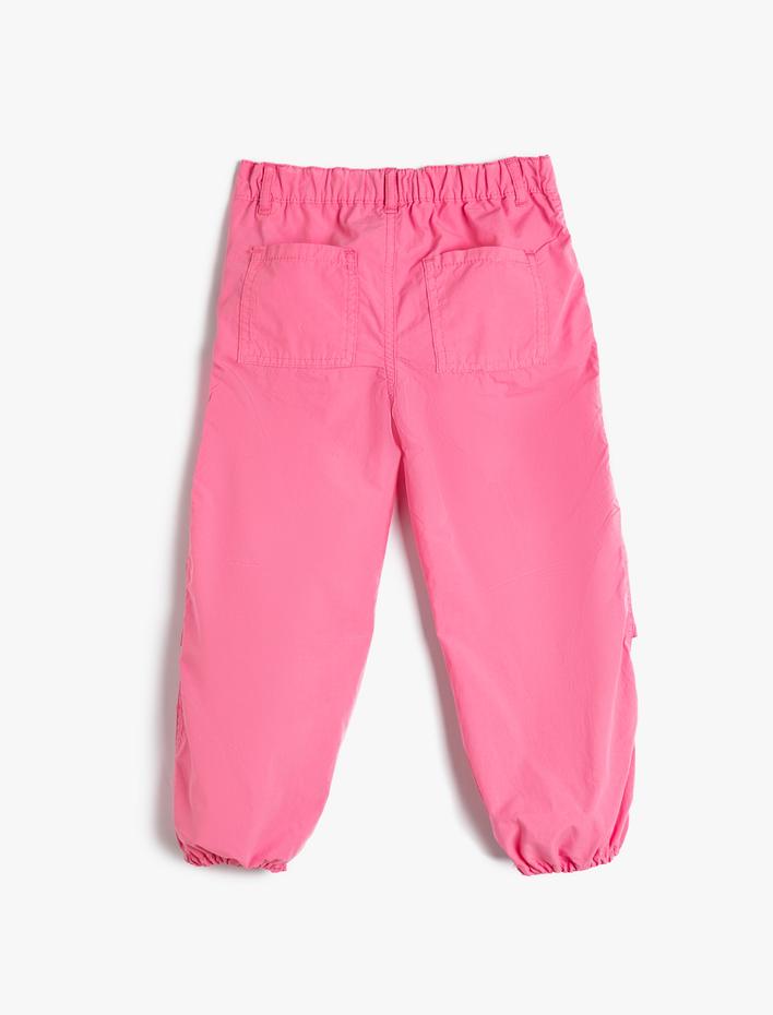 Kız Çocuk Paraşüt Kot Pantolon Pamuklu Beli Lastikli Cepli - Parachute Jean