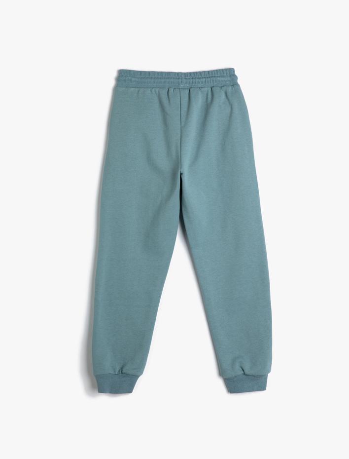 Erkek Çocuk Kolej Jogger Eşofman Altı Şardonlu Beli Bağlamalı Cepli