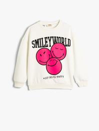 SmileyWorld® Sweatshirt Lisanslı Şardonlu Uzun Kollu Bisiklet Yaka