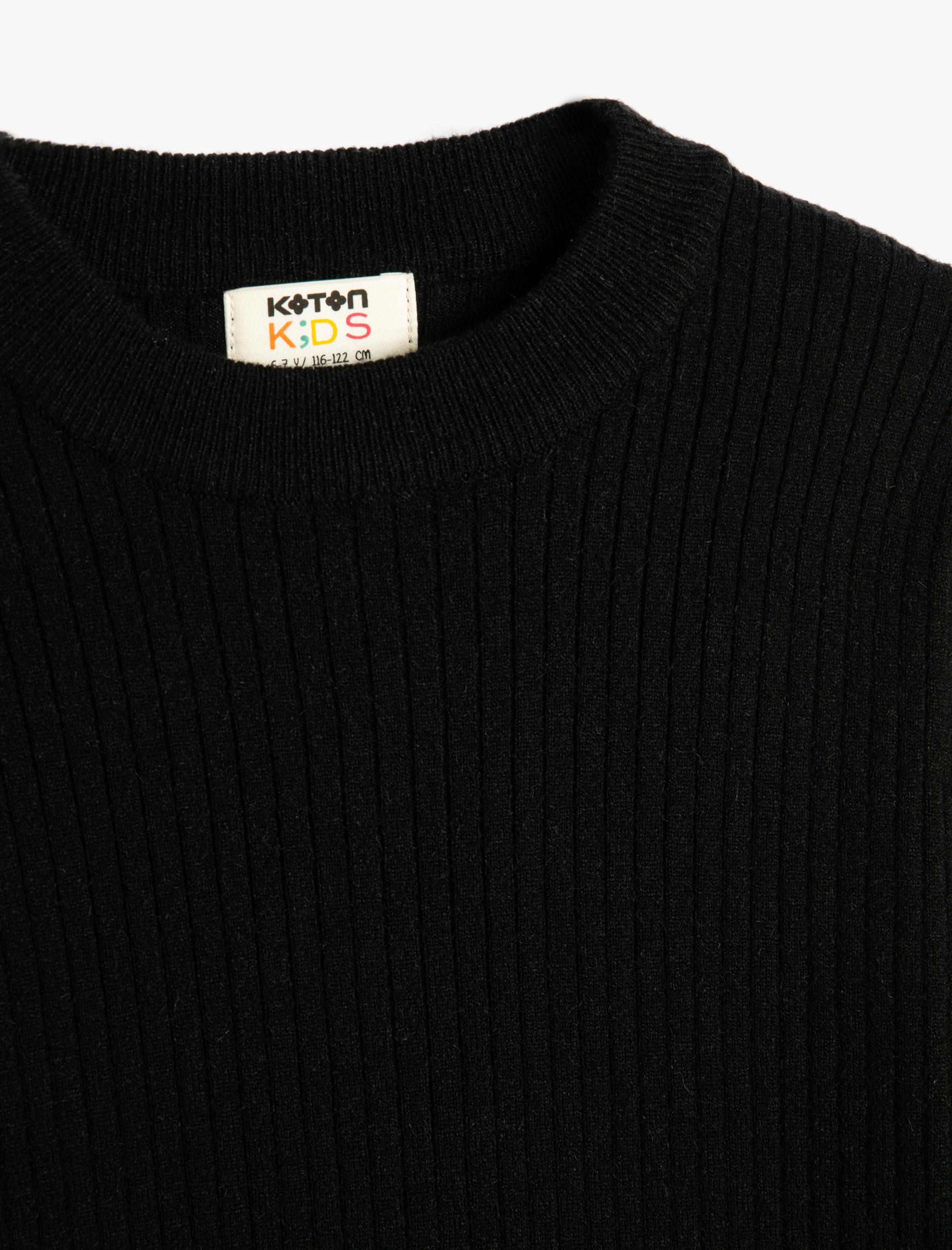  Kız Çocuk Basic Triko Kazak Yuvarlak Yaka Kaşkorse Uzun Kollu