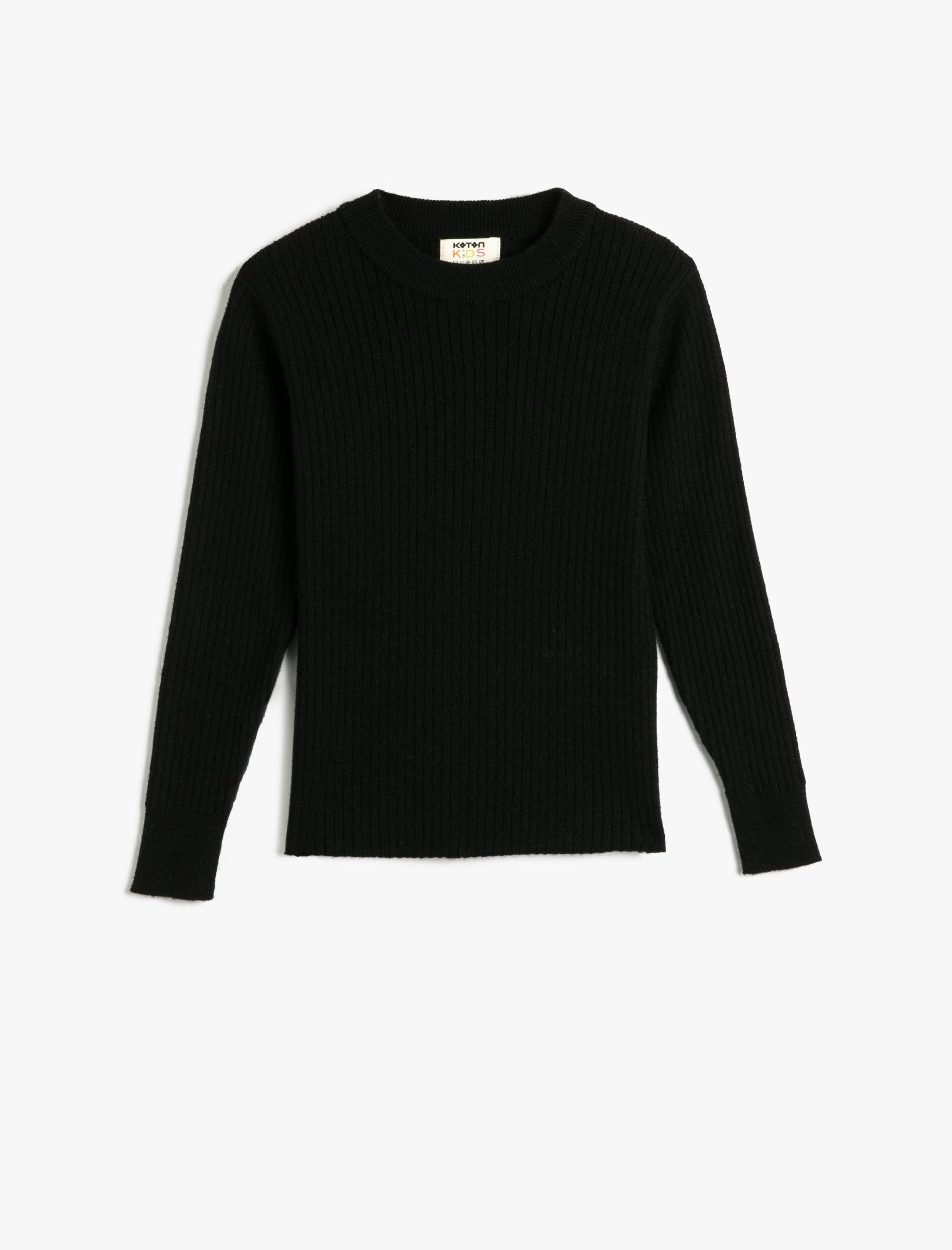  Kız Çocuk Basic Triko Kazak Yuvarlak Yaka Kaşkorse Uzun Kollu