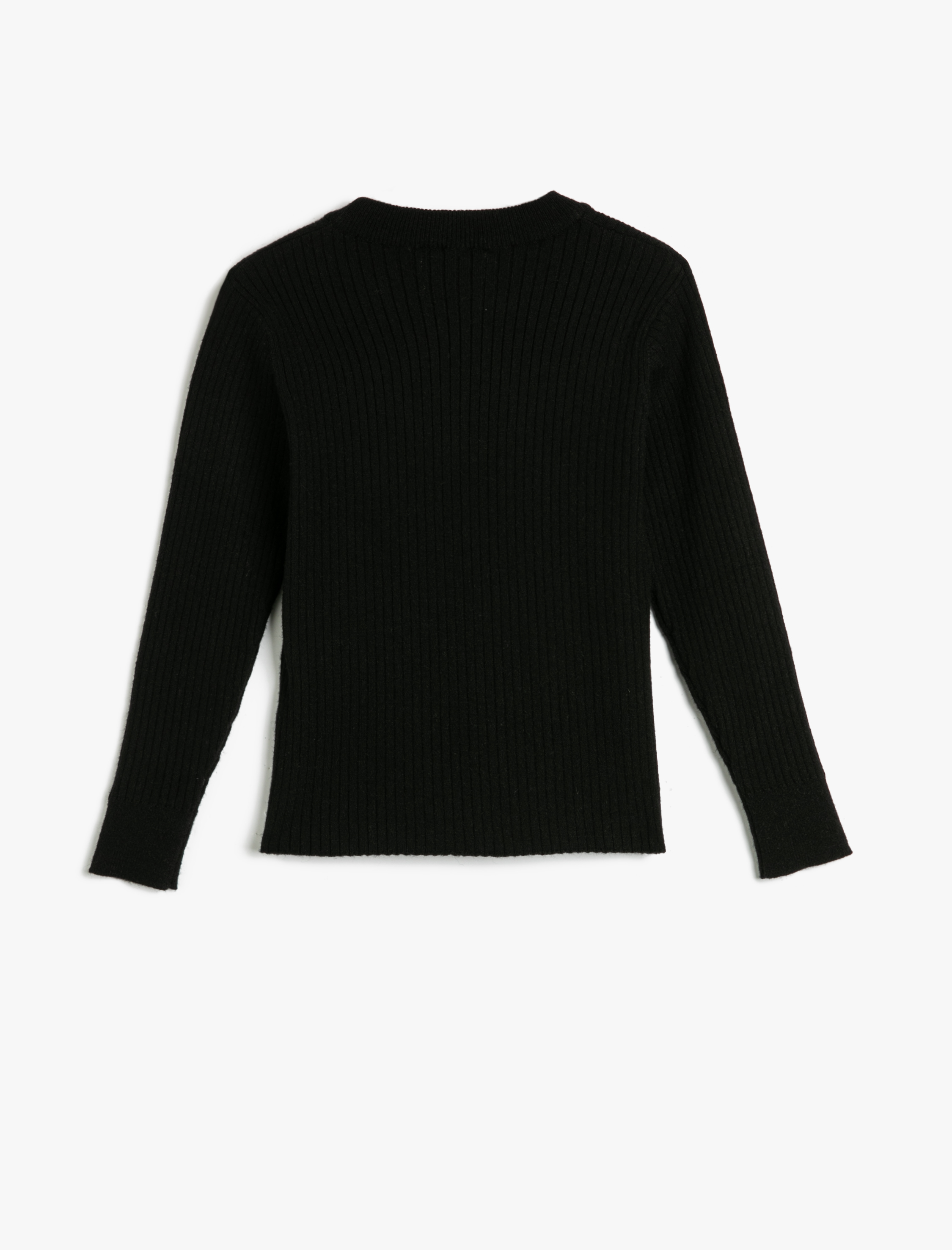  Kız Çocuk Basic Triko Kazak Yuvarlak Yaka Kaşkorse Uzun Kollu