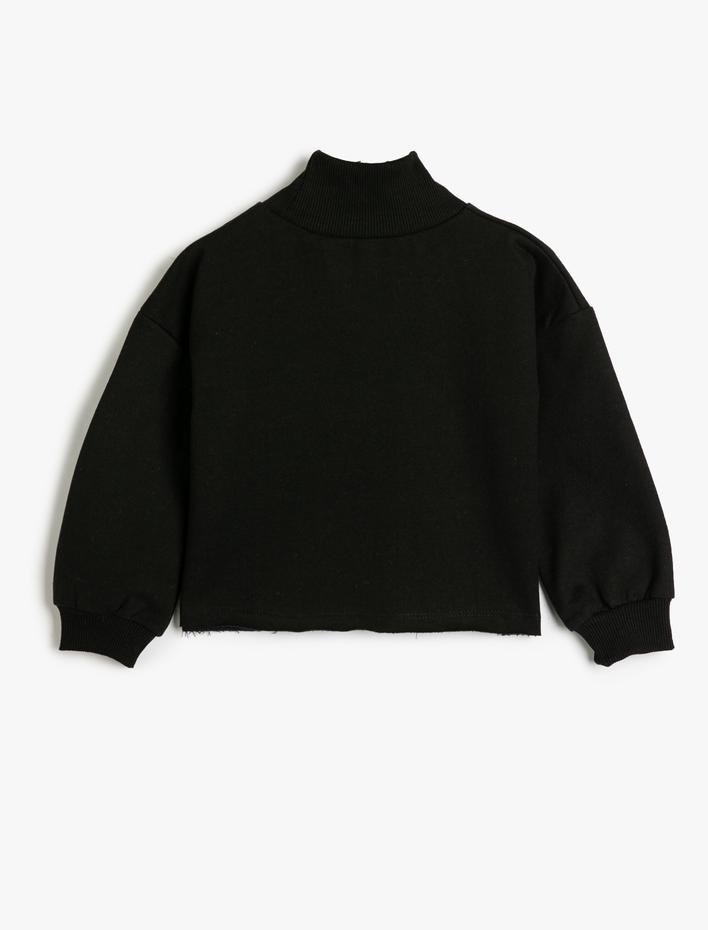 Kız Çocuk Sweatshirt Dans Temalı Uzun Kollu Dik Yaka Şardonlu