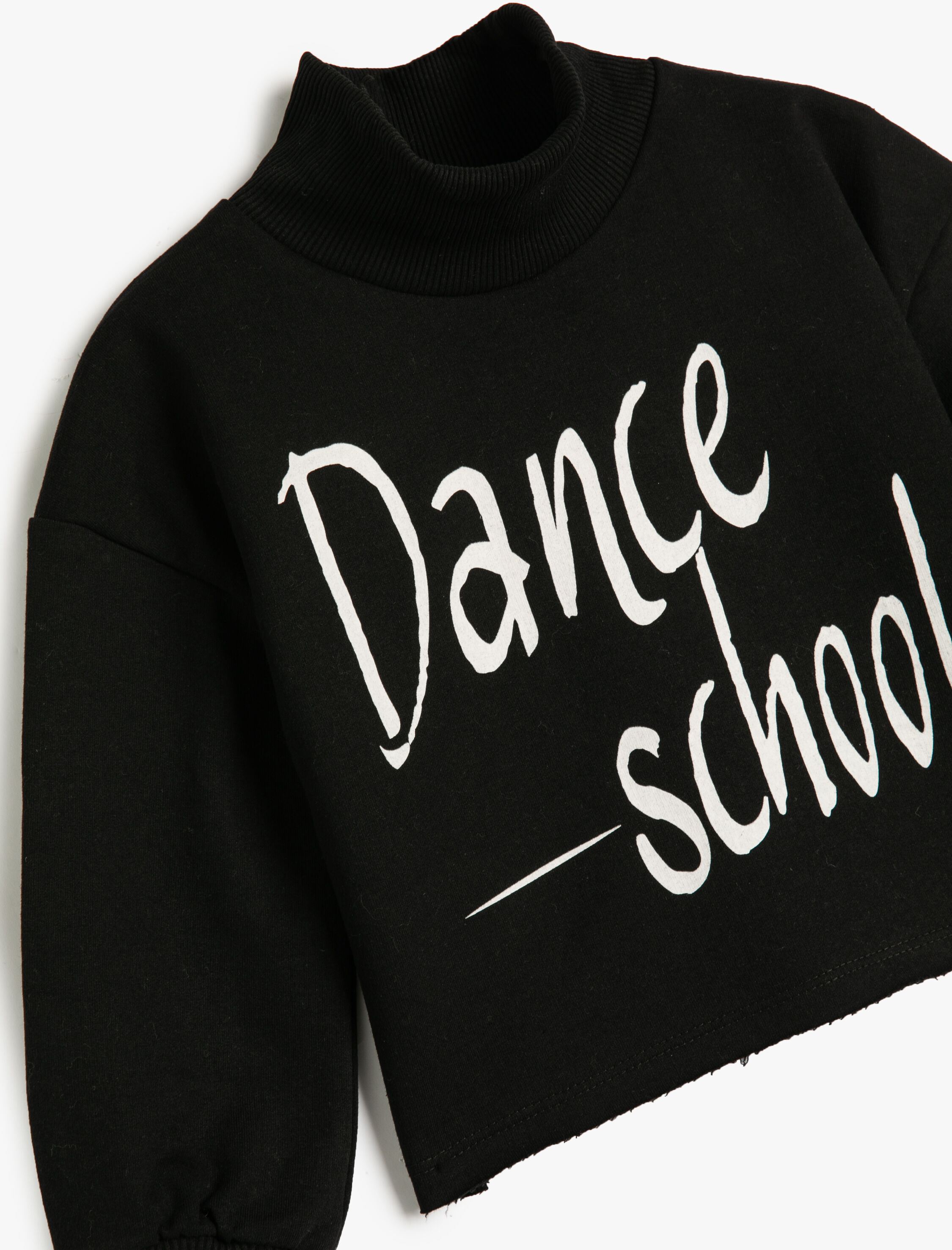  Kız Çocuk Sweatshirt Dans Temalı Uzun Kollu Dik Yaka Şardonlu