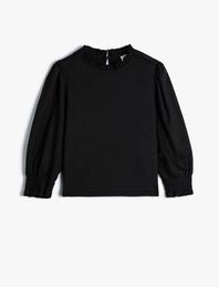 Tişört Uzun Kollu Dik Yaka Kaşkorse Manşetleri Lastikli