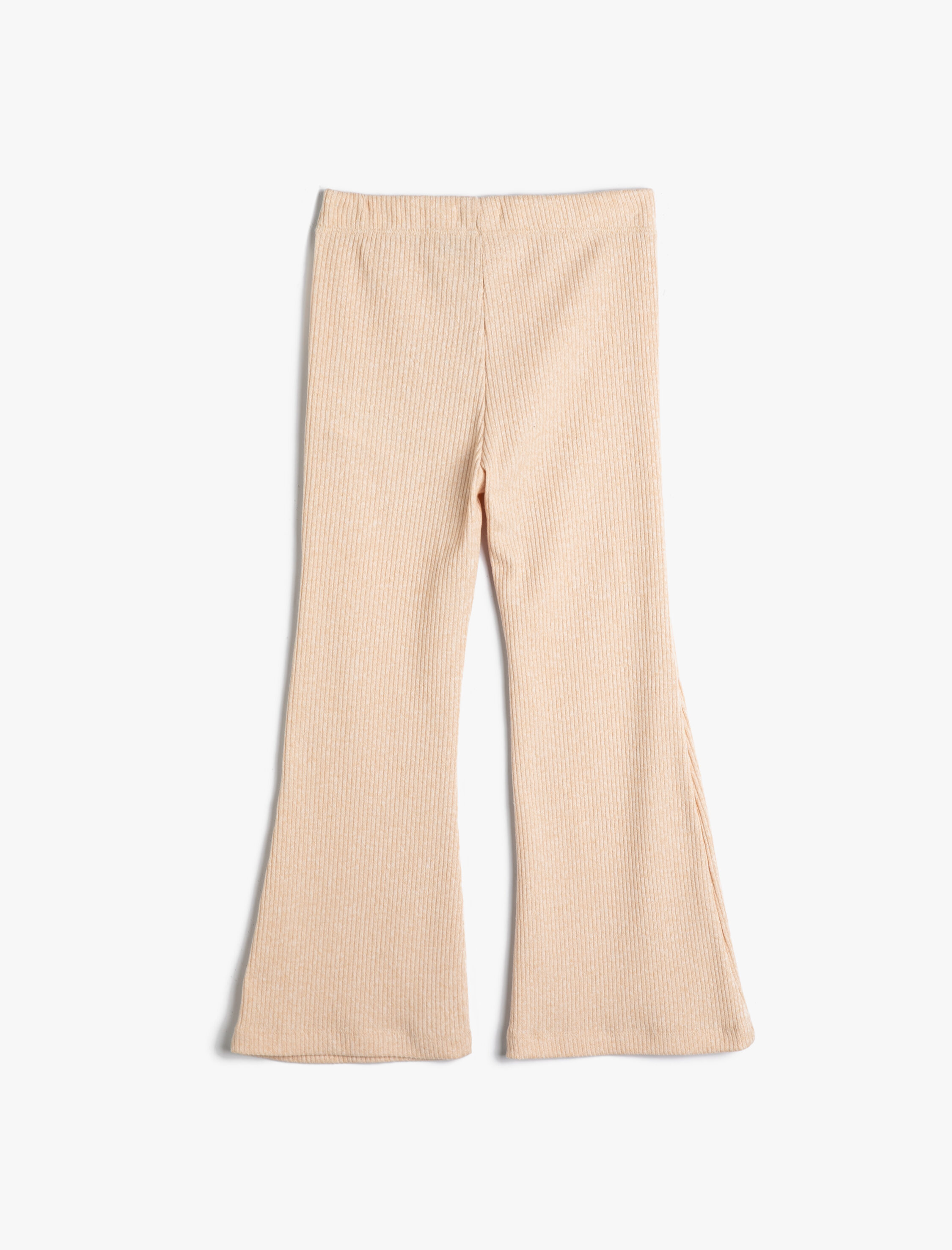  Kız Çocuk İspanyol Paça Tayt Pantolon Beli Lastikli Fitilli