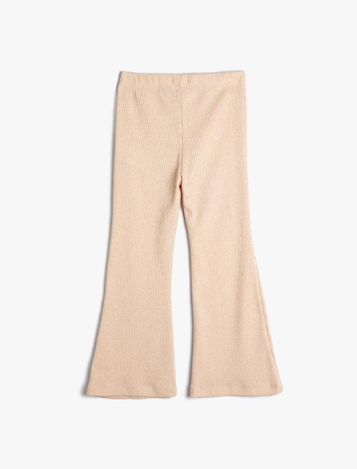 Kız Çocuk İspanyol Paça Tayt Pantolon Beli Lastikli Fitilli