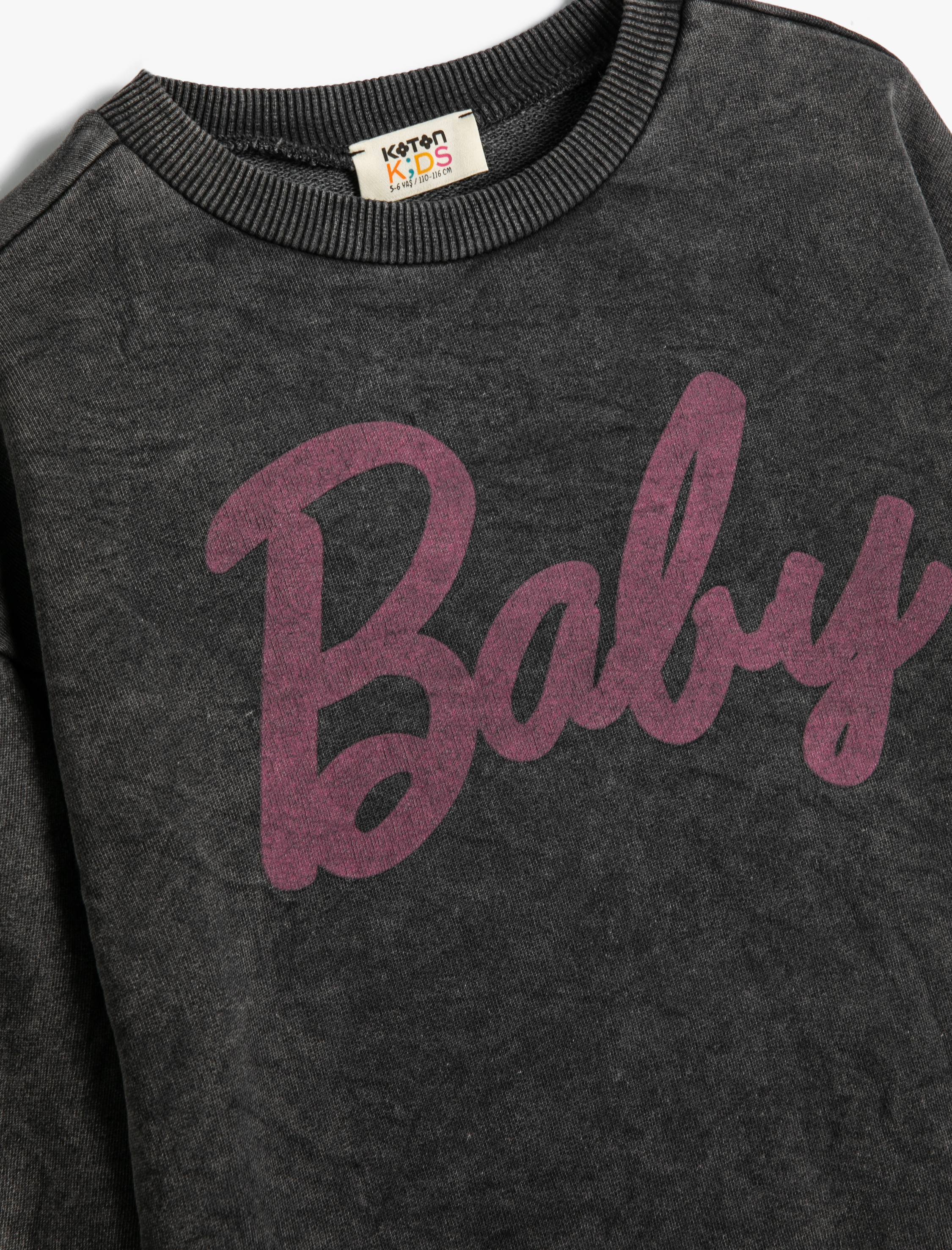 Kız Çocuk Sweat Uzun Kollu Bisiklet Yaka Baskı Detaylı Şardonlu