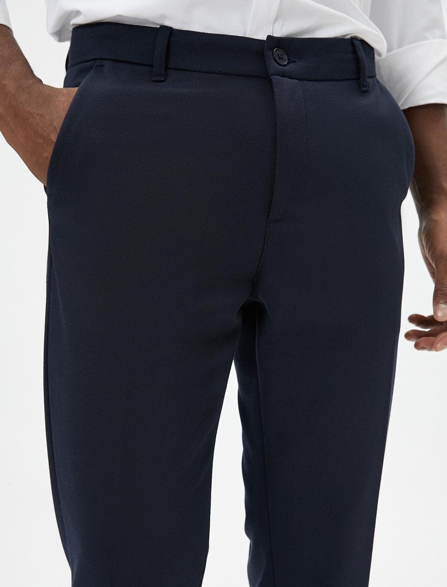  Kumaş Pantolon Slim Fit Düğmeli Cep Detaylı