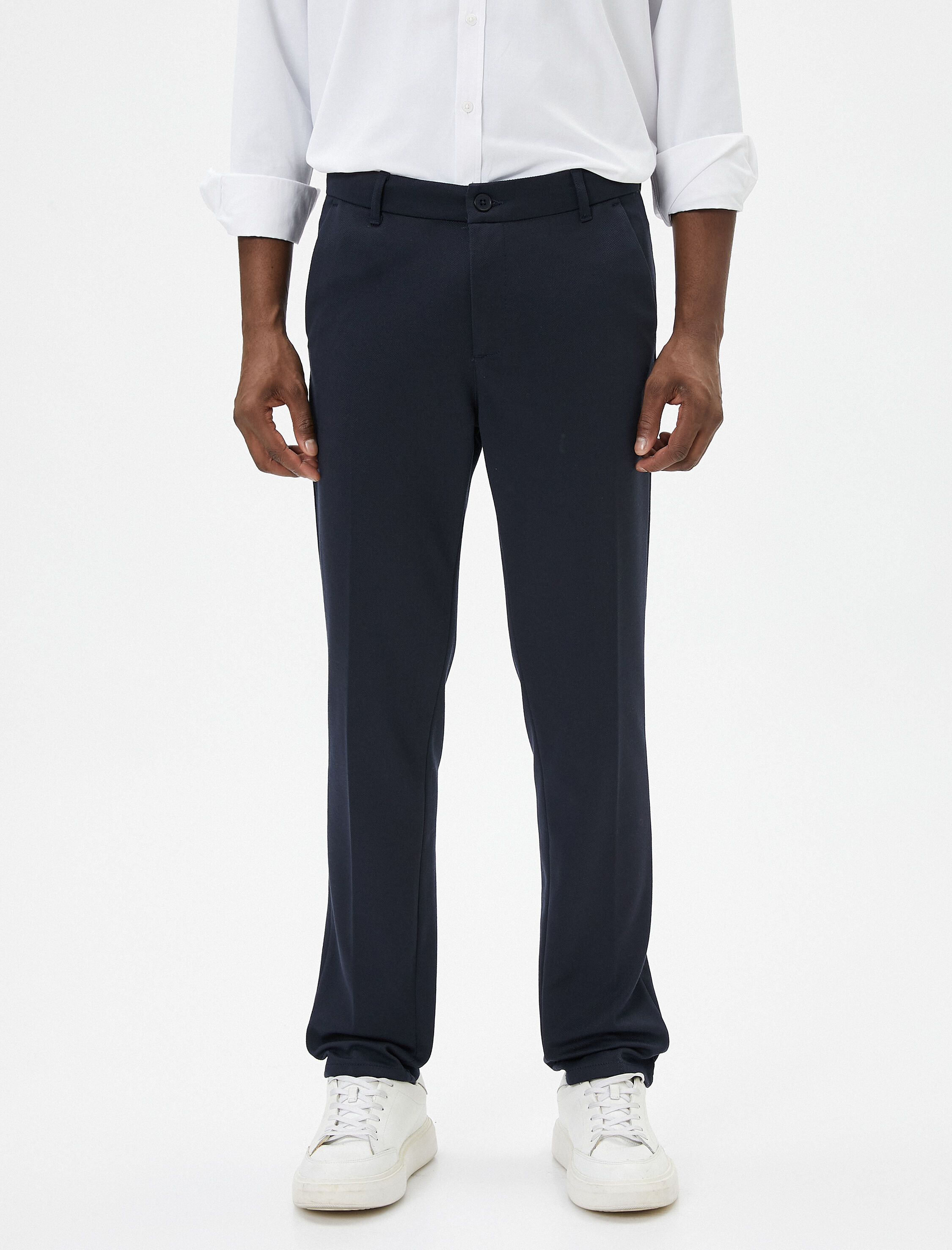   Kumaş Pantolon Slim Fit Chino Düğmeli Cep Detaylı