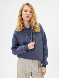 Şardonlu Kapşonlu Sweatshirt Arkası Baskılı Müzik Temalı Rahat Kalıp Pamuk Karışımlı