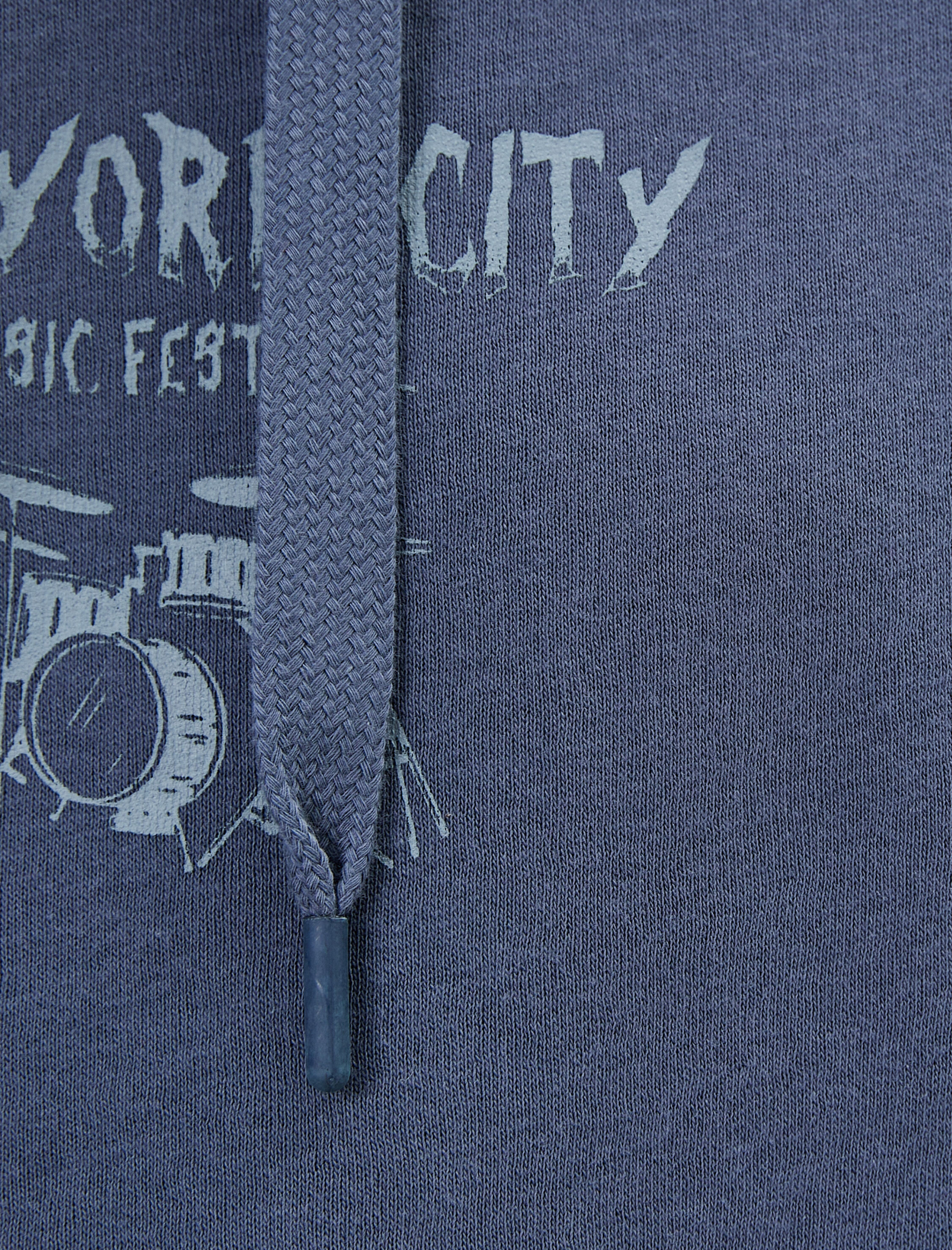   Şardonlu Kapşonlu Sweatshirt Arkası Baskılı Müzik Temalı Rahat Kalıp Pamuk Karışımlı