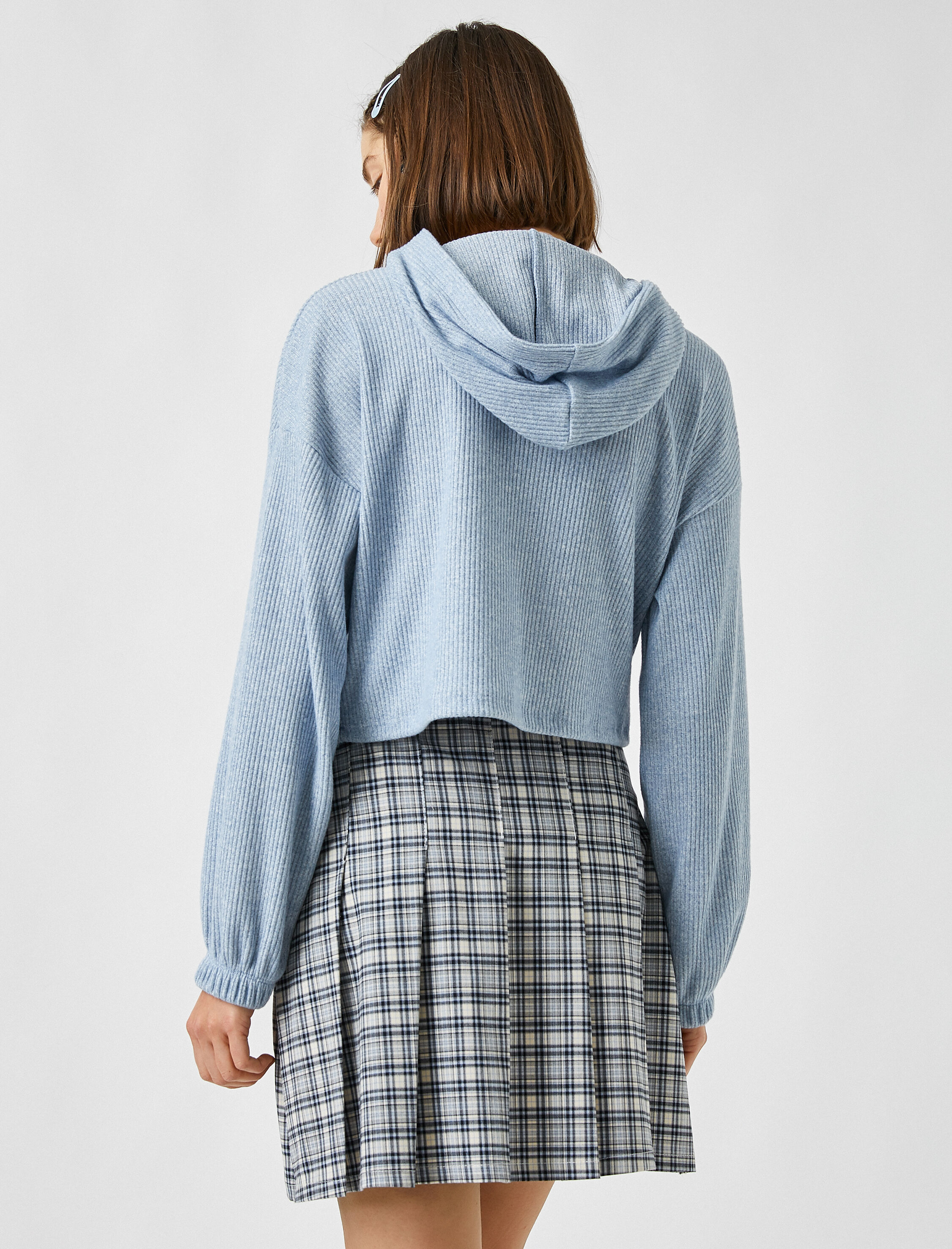   Kapüşonlu Uzun Kollu Kazak