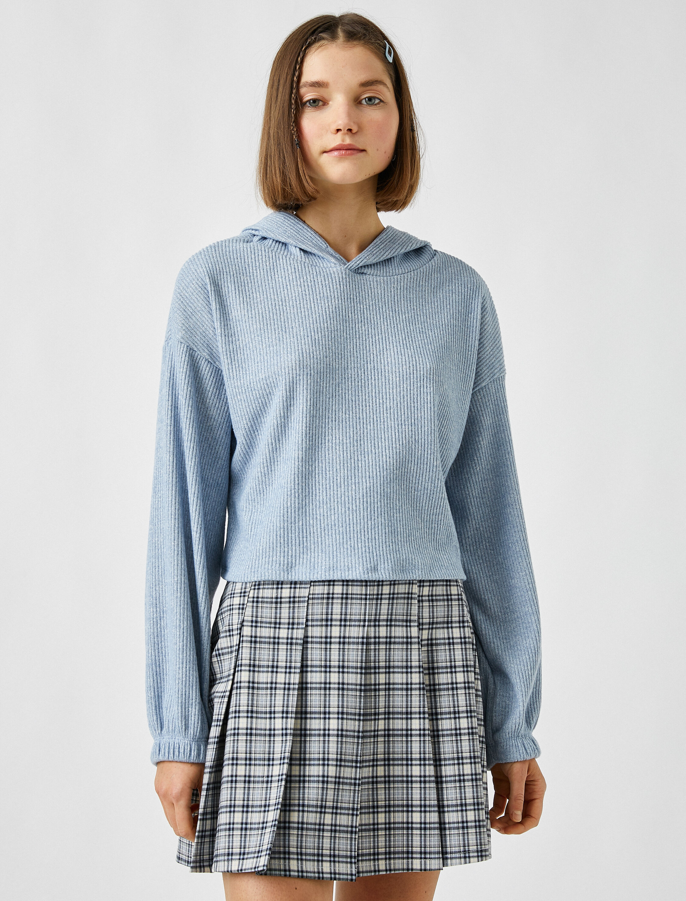   Kapüşonlu Uzun Kollu Kazak