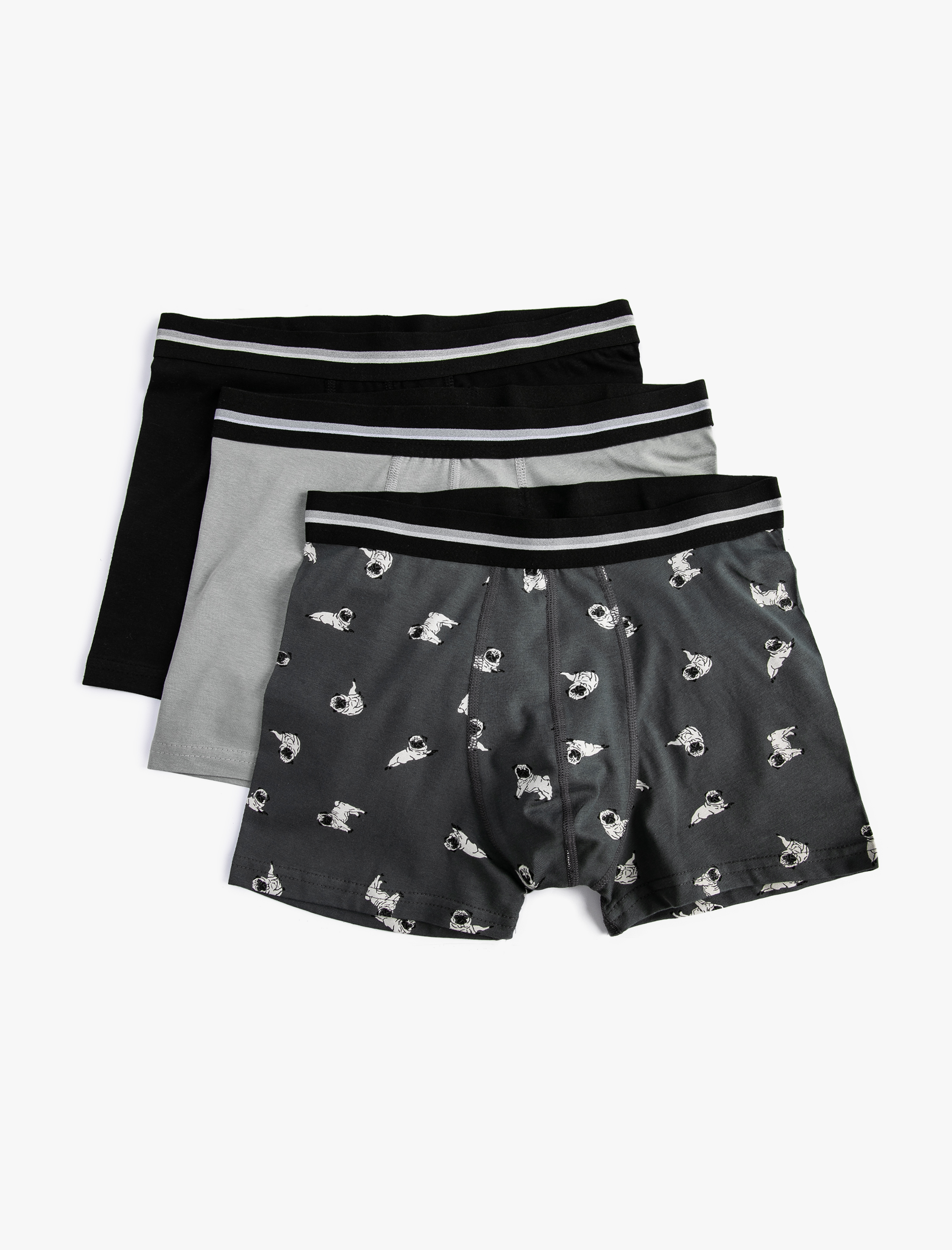   3'lü Boxer Seti Köpek Baskılı Beli Lastikli Çok Renkli