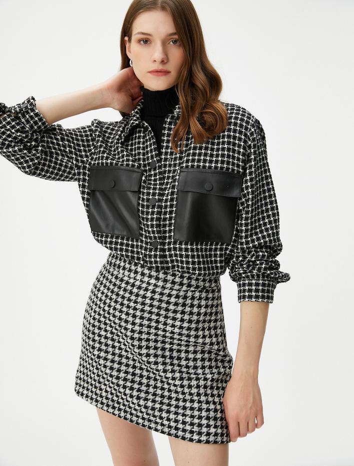  Tüvit Ceket Suni Deri Detaylı Cepli Düğmeli