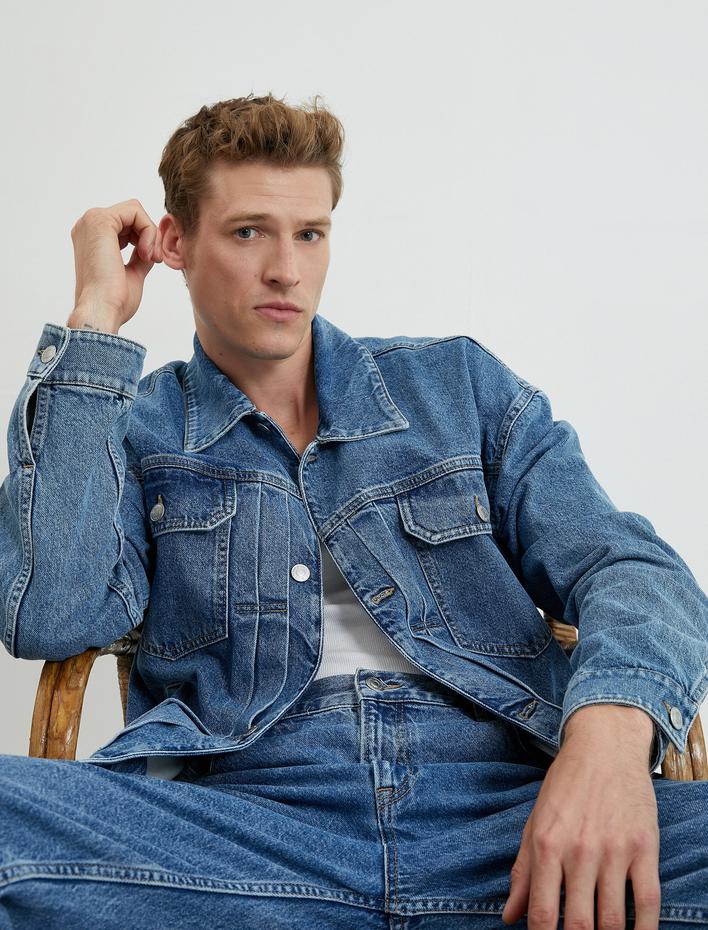  Kot Ceket Düğmeli Cep Detaylı Klasik Yaka