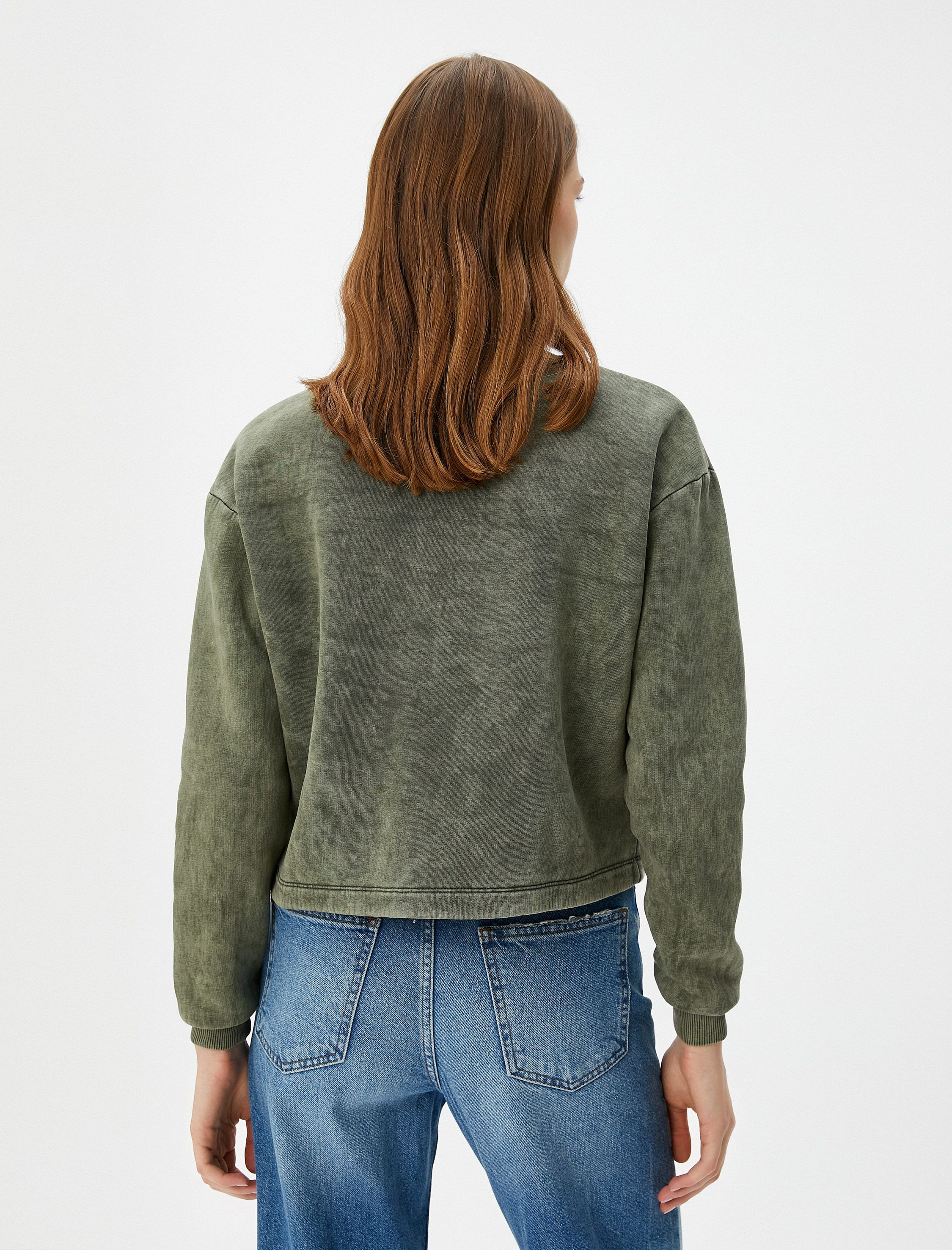   Bisiklet Yaka Sweatshirt Basic Yıkamalı