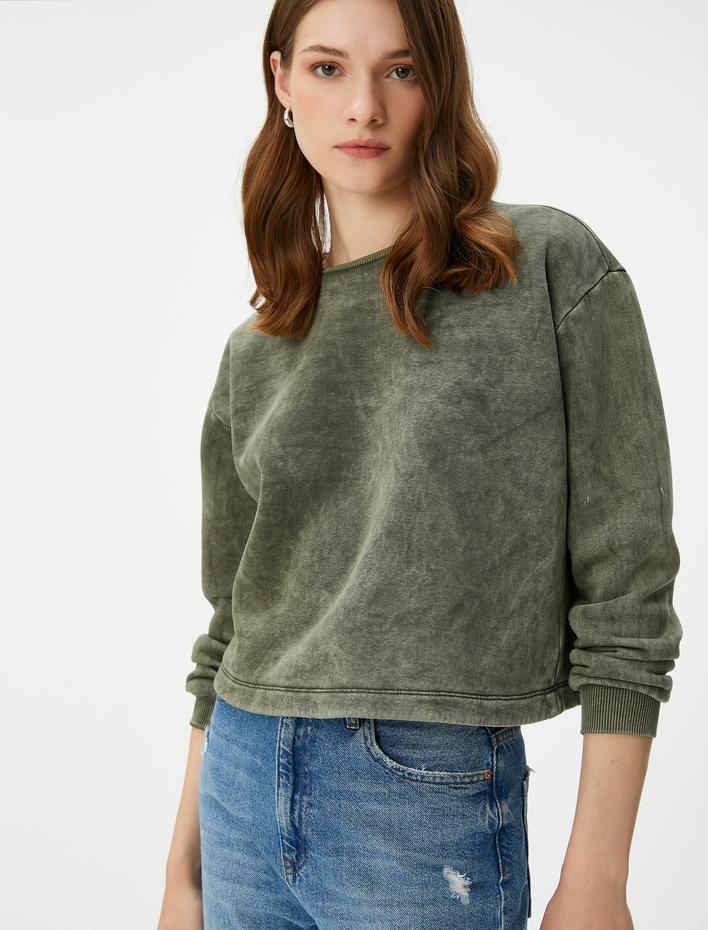  Bisiklet Yaka Sweatshirt Basic Yıkamalı