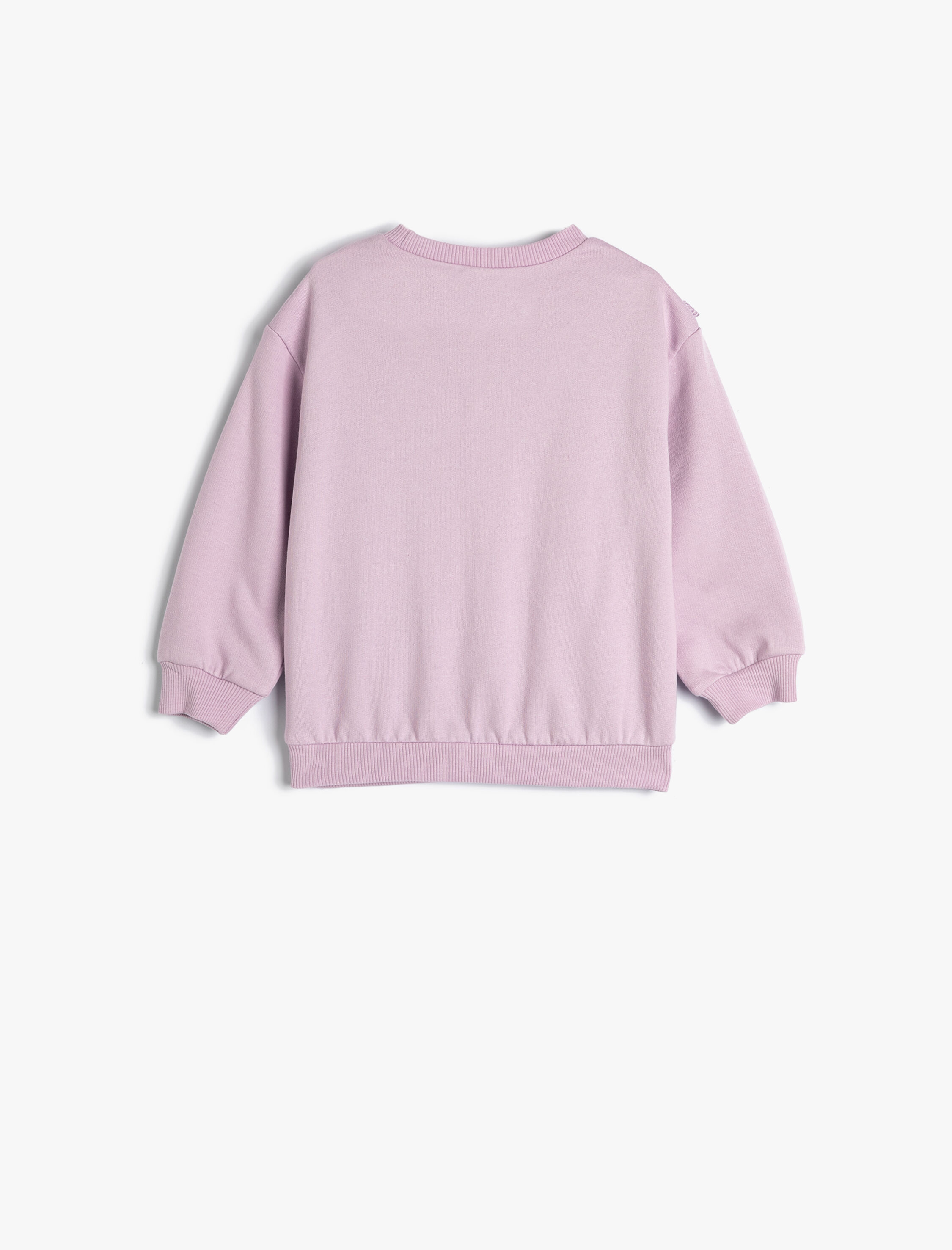  Kız Bebek Sweatshirt Uzun Kollu Bisiklet Yaka Fırfır Detaylı Pamuklu Şardonlu