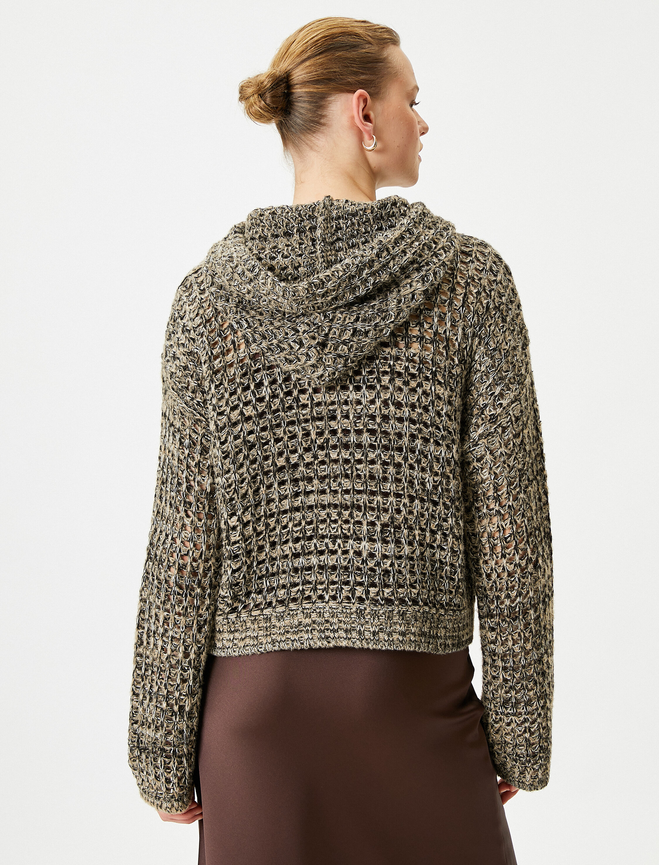   Koton X Şahika Ercümen - Kapüşonlu Ajurlu Örgü Kazak