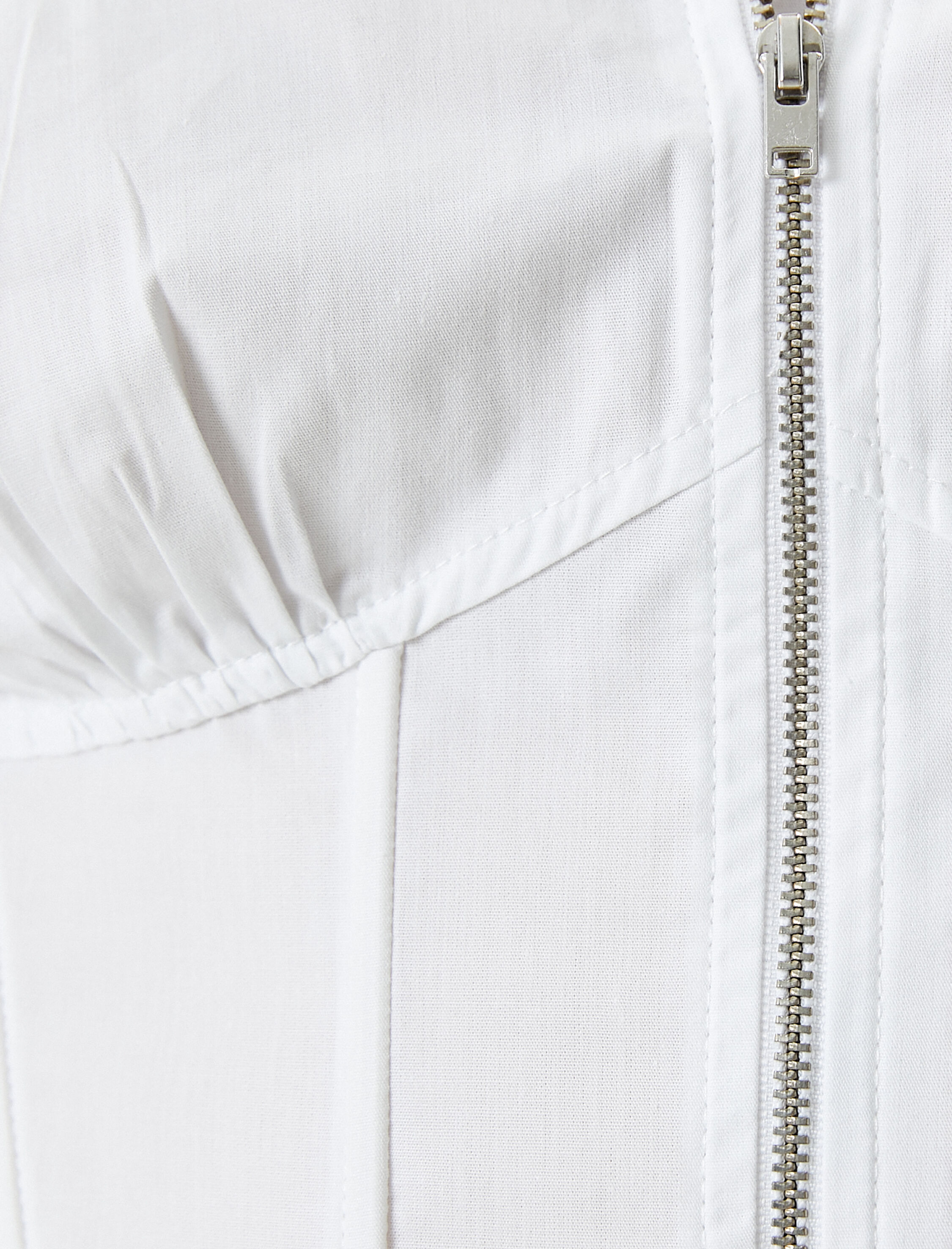   Crop Gömlek Fermuarlı Korse Detaylı Pamuklu