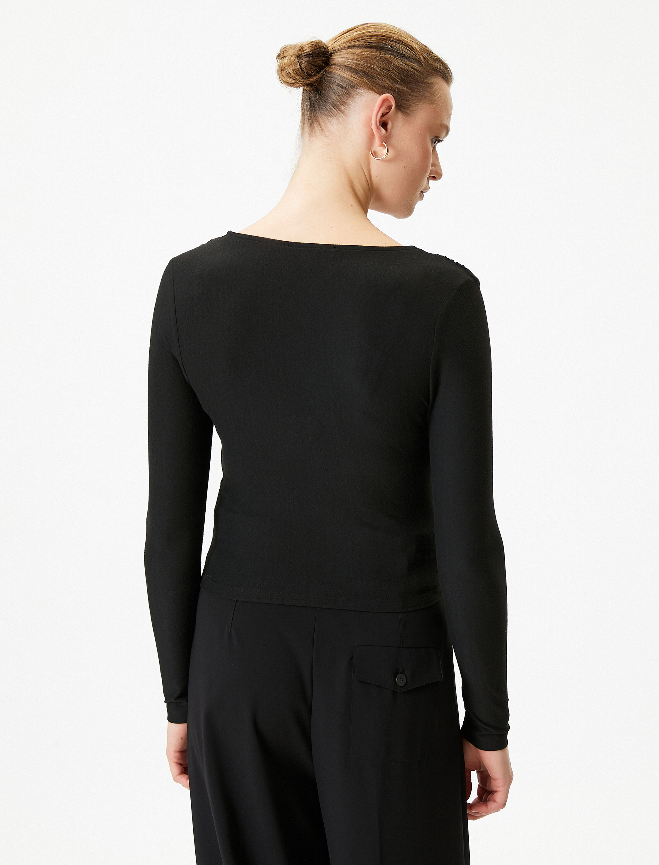   Uzun Kollu Tişört Anvelop V Yaka