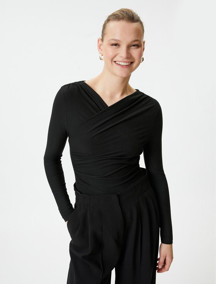  Uzun Kollu Tişört Anvelop V Yaka