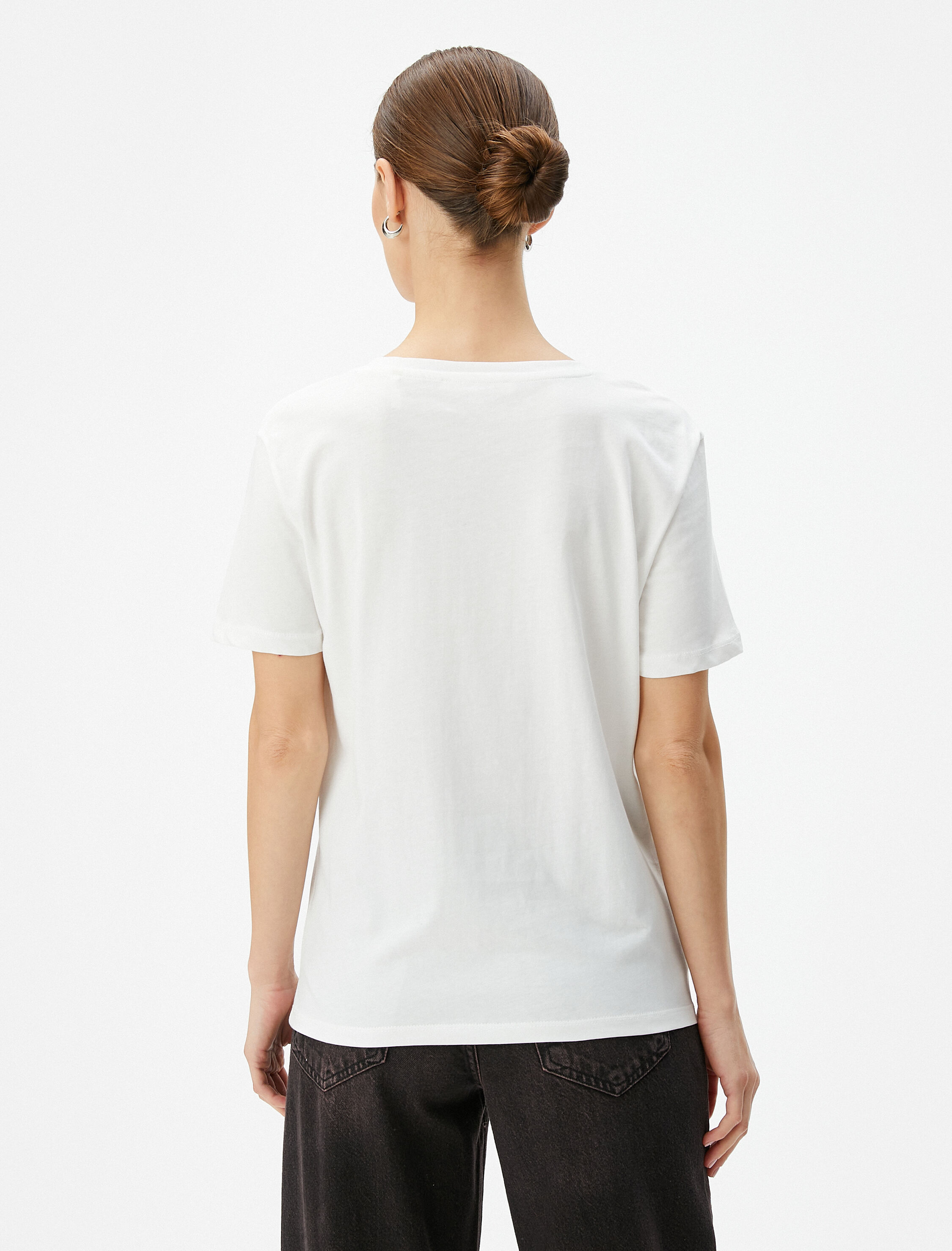   Baskılı Tişört Bisiklet Yaka Kısa Kollu Pamuklu Regular Fit