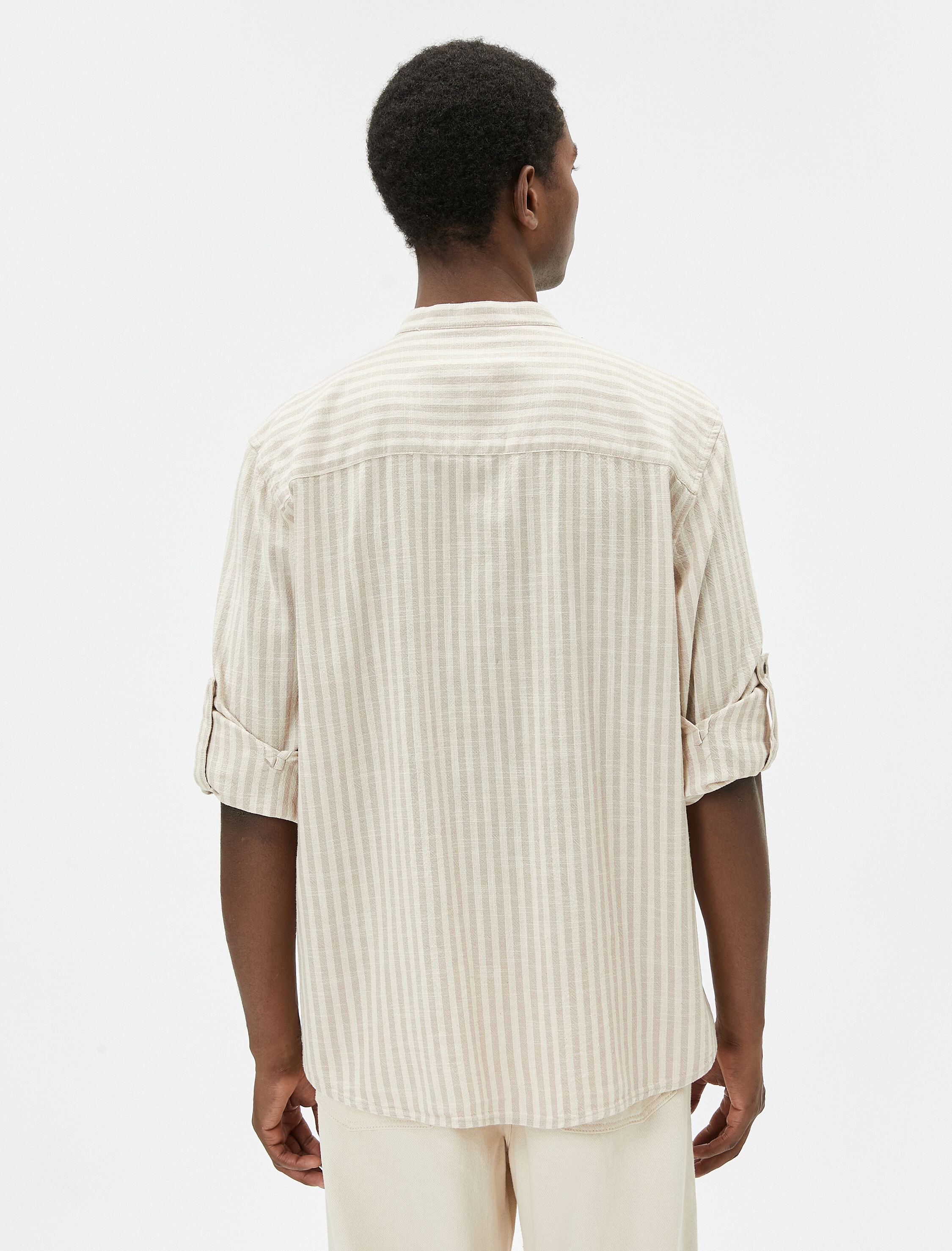 Hakim Yaka Gömlek Düğmeli Kıvrılabilir Kol Detaylı Pamuklu Regular Fit