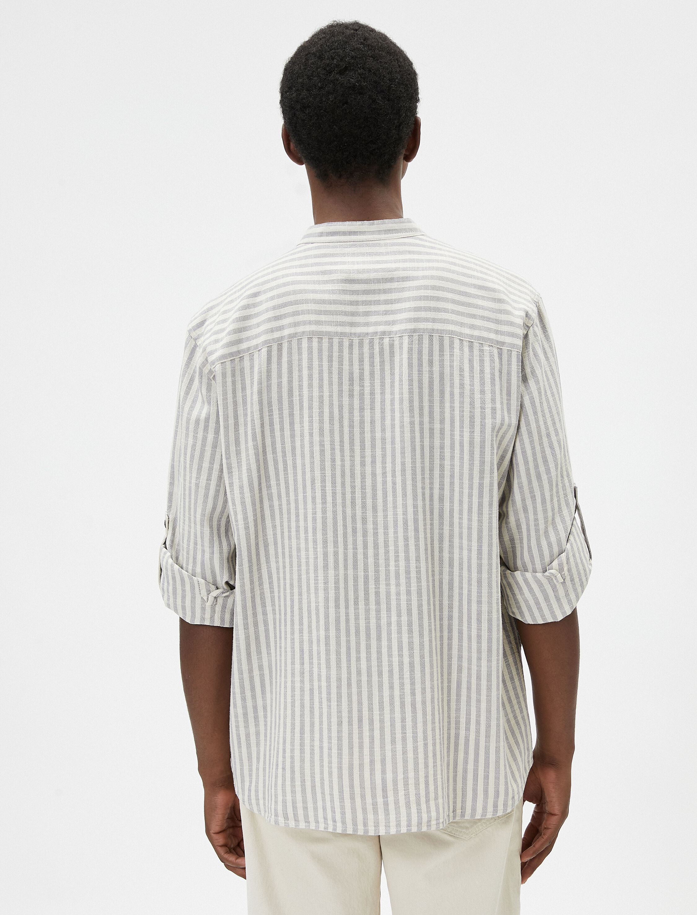 Hakim Yaka Gömlek Düğmeli Kıvrılabilir Kol Detaylı Pamuklu Regular Fit