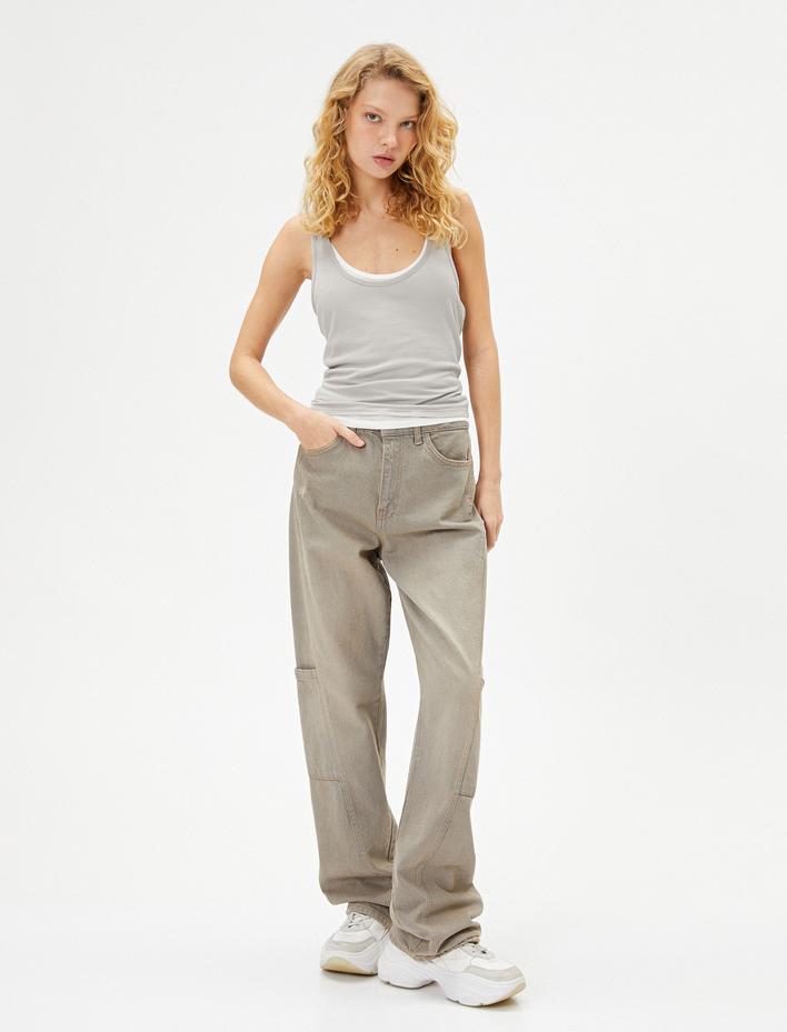  Çift Katlı Atlet Askılı U Yaka Viskoz Ribanalı Rahat Kalıp