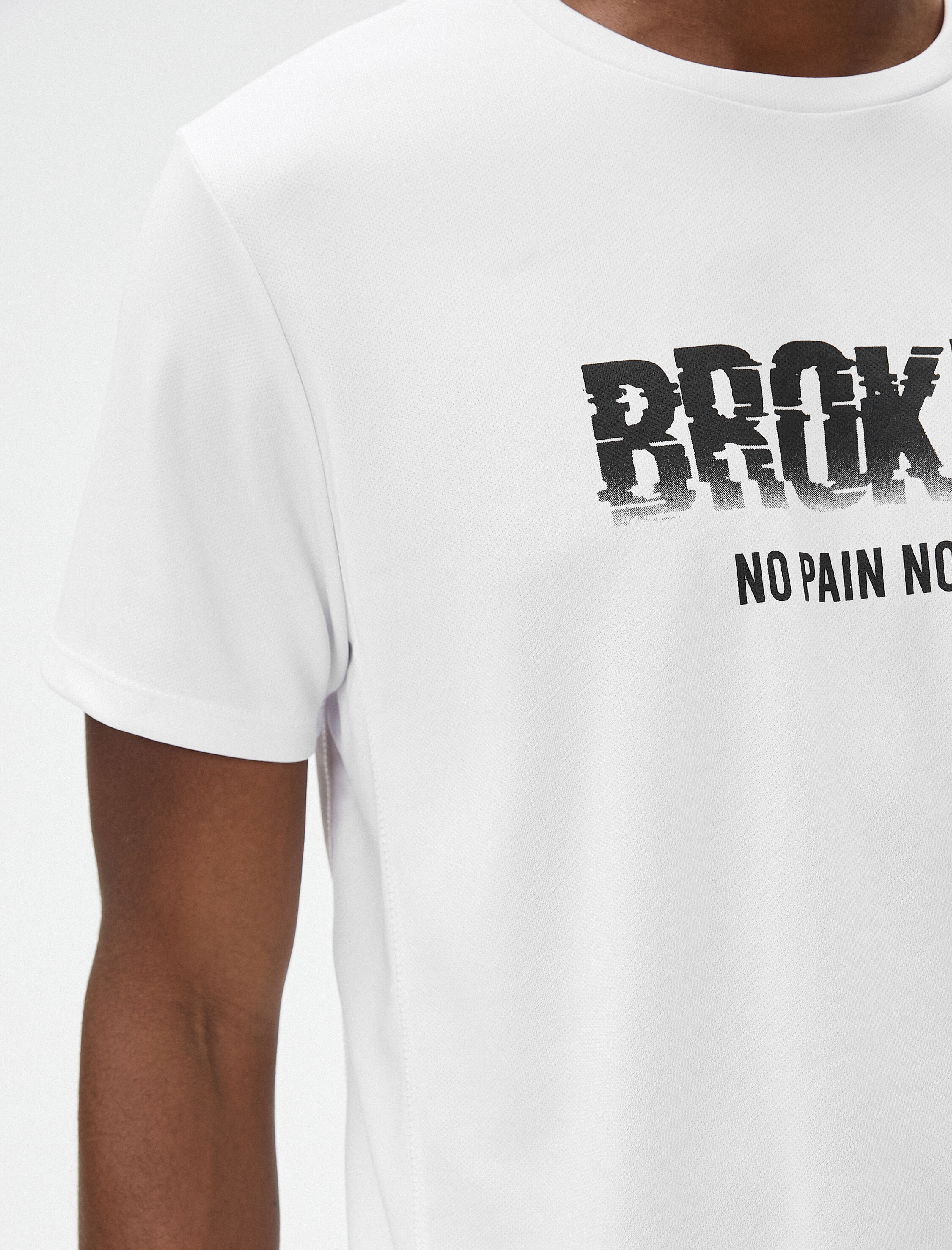   Spor Tişört Slogan Baskılı Bisiklet Yaka Kısa Kollu