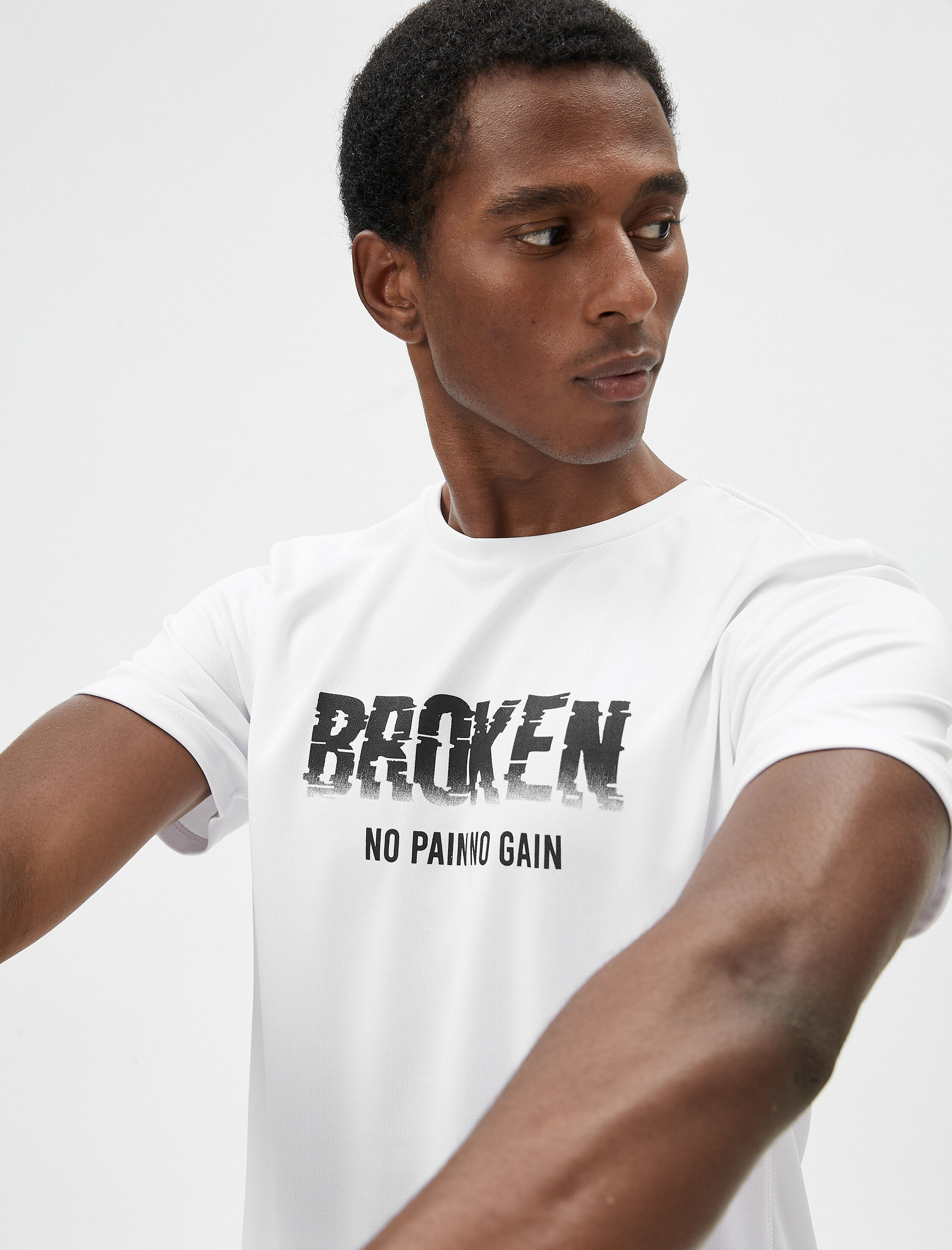   Spor Tişört Slogan Baskılı Bisiklet Yaka Kısa Kollu