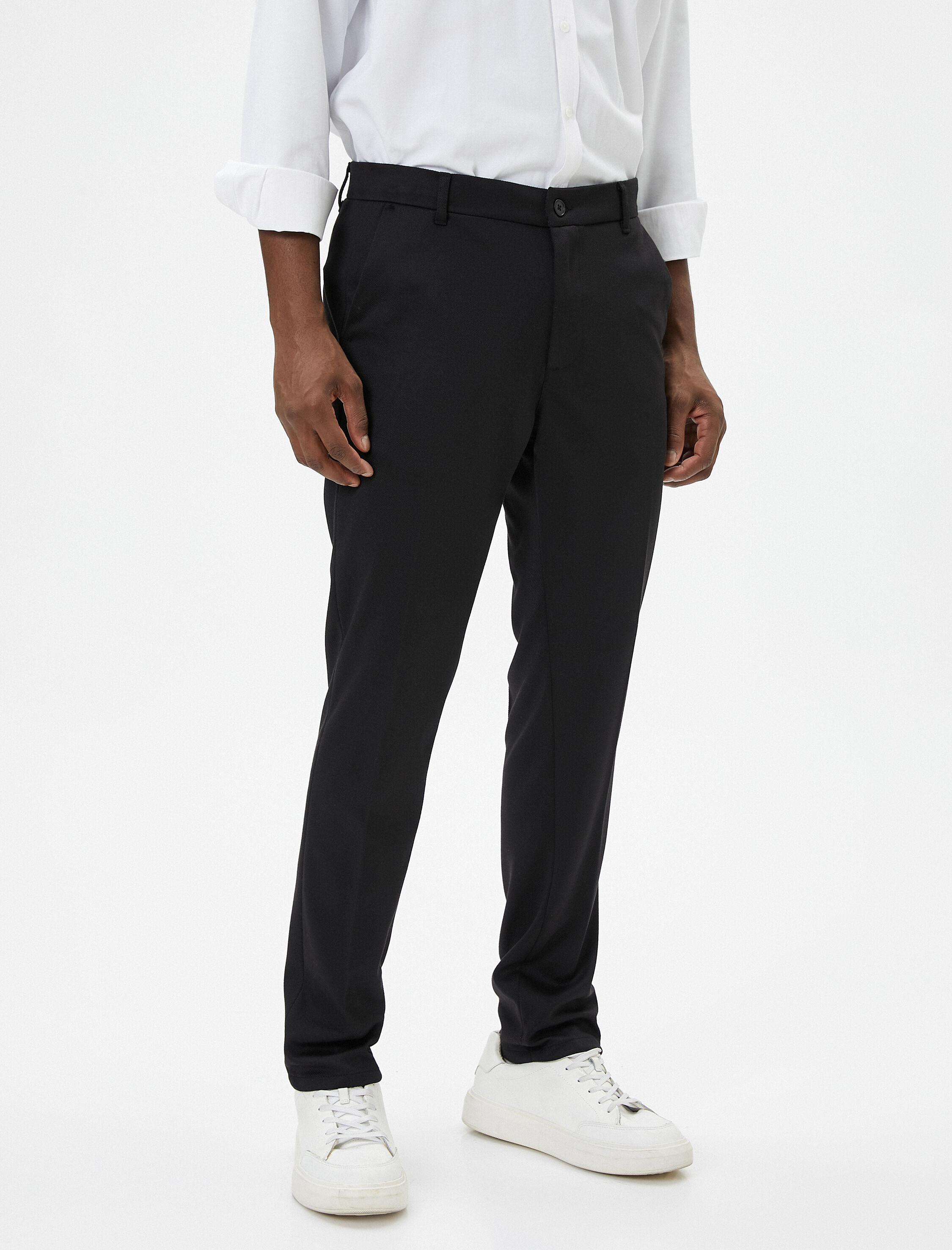   Kumaş Pantolon Slim Fit Chino Düğmeli Cep Detaylı