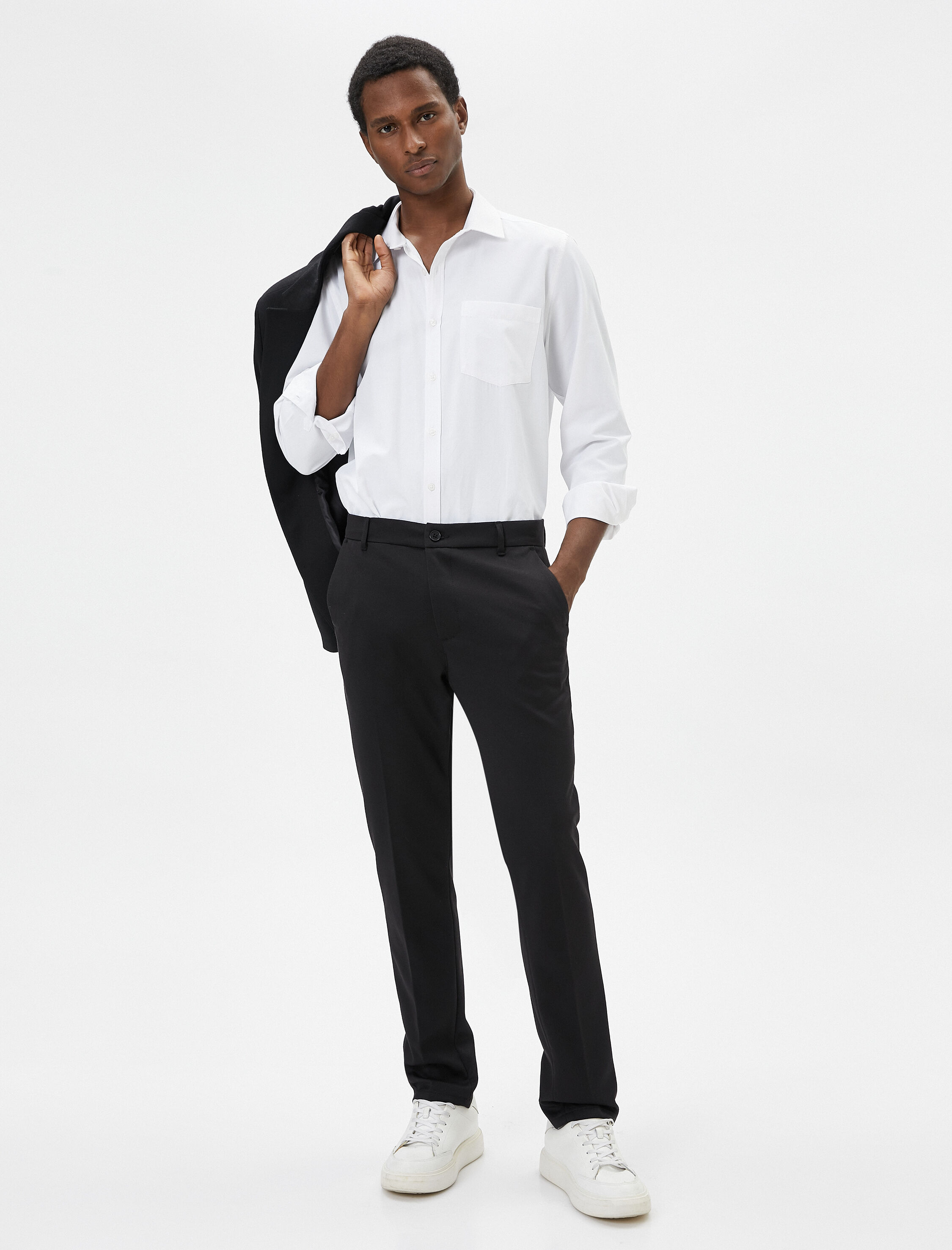   Kumaş Pantolon Slim Fit Chino Düğmeli Cep Detaylı