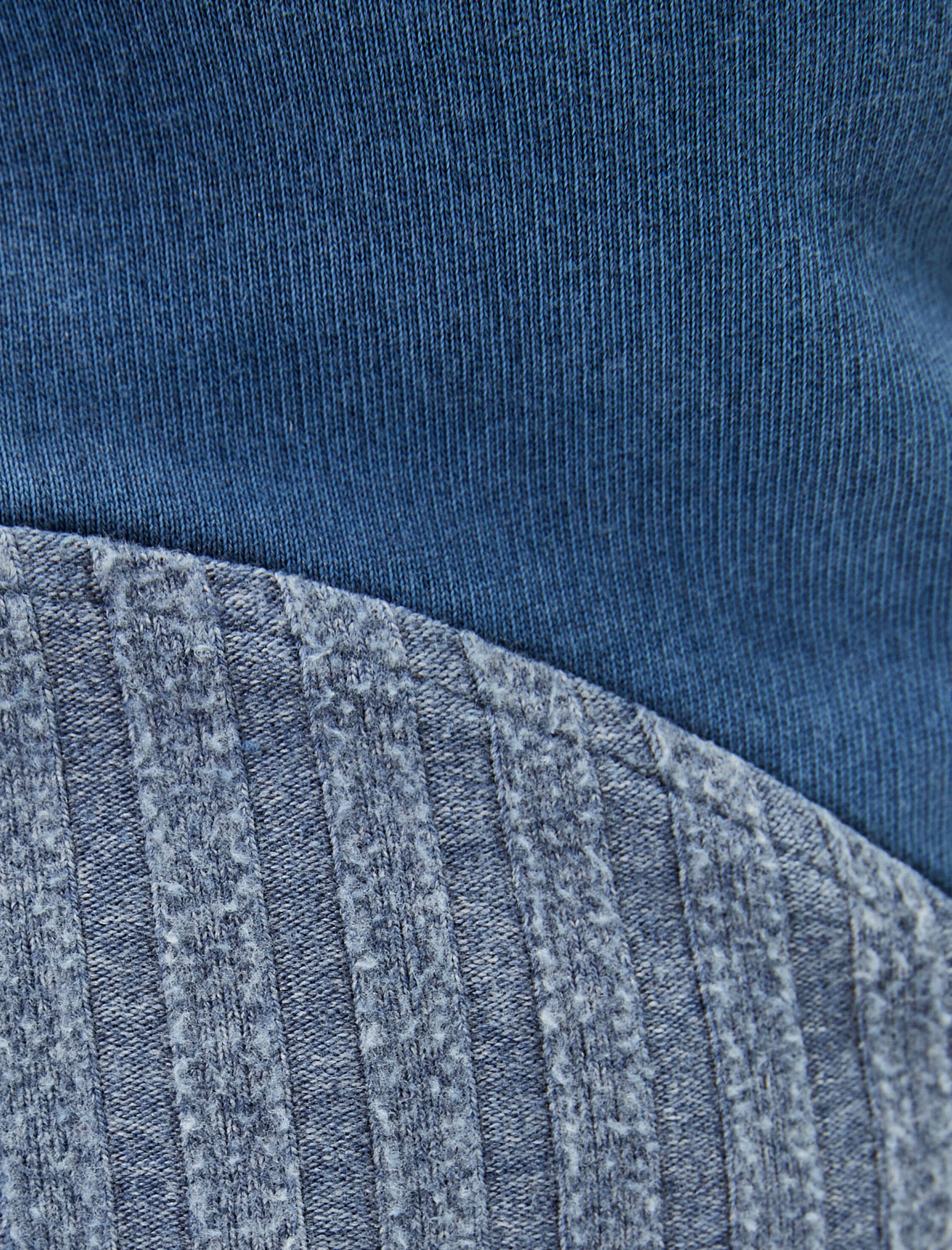   Şardonlu Fermuarlı Sweatshirt Çift Kumaş Kullanımlı Soluk Efektli Dik Yaka Pamuklu