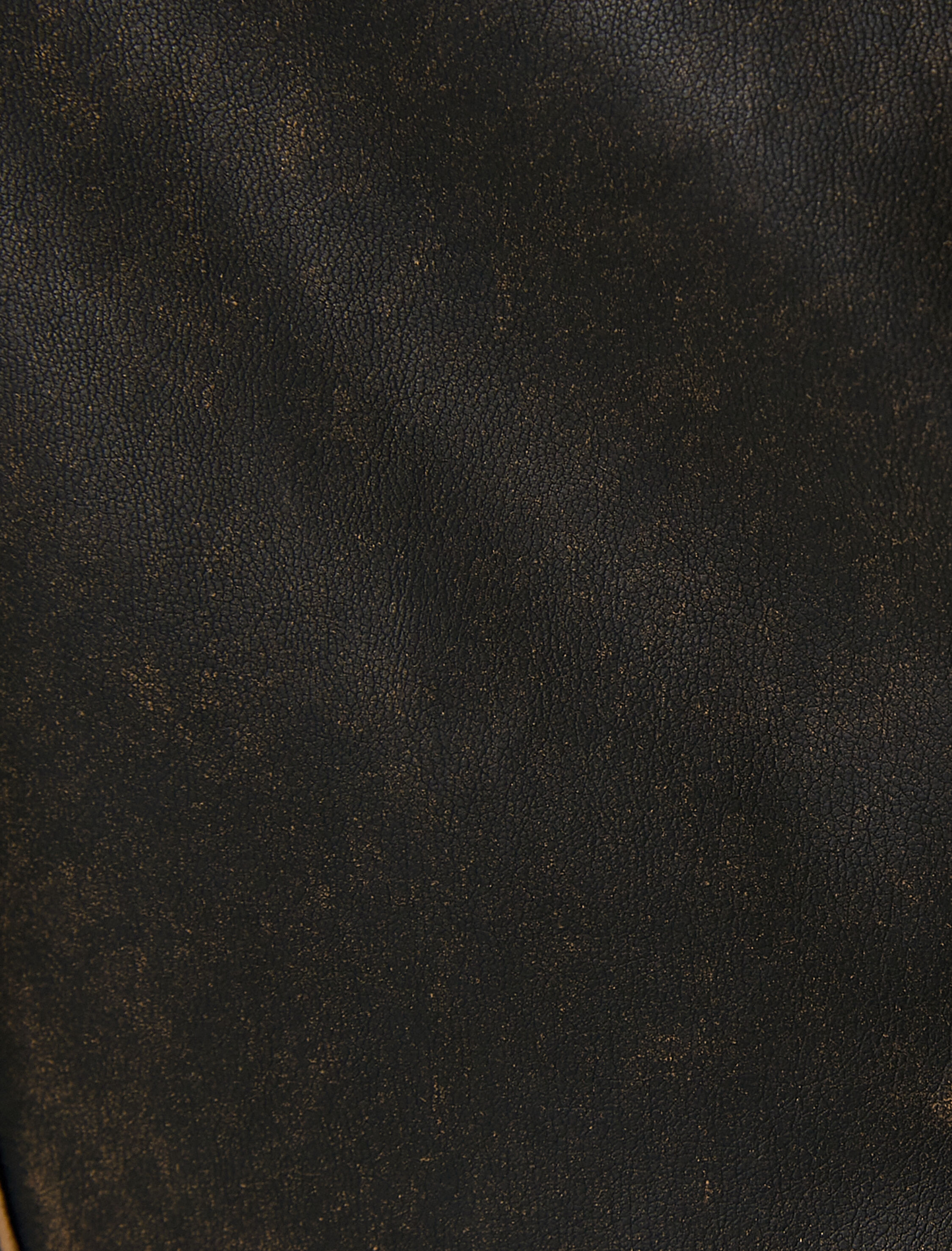   Crop Suni Deri Ceket Eskitilmiş Görünümlü Ters Kruvaze Yaka Uzun Kollu