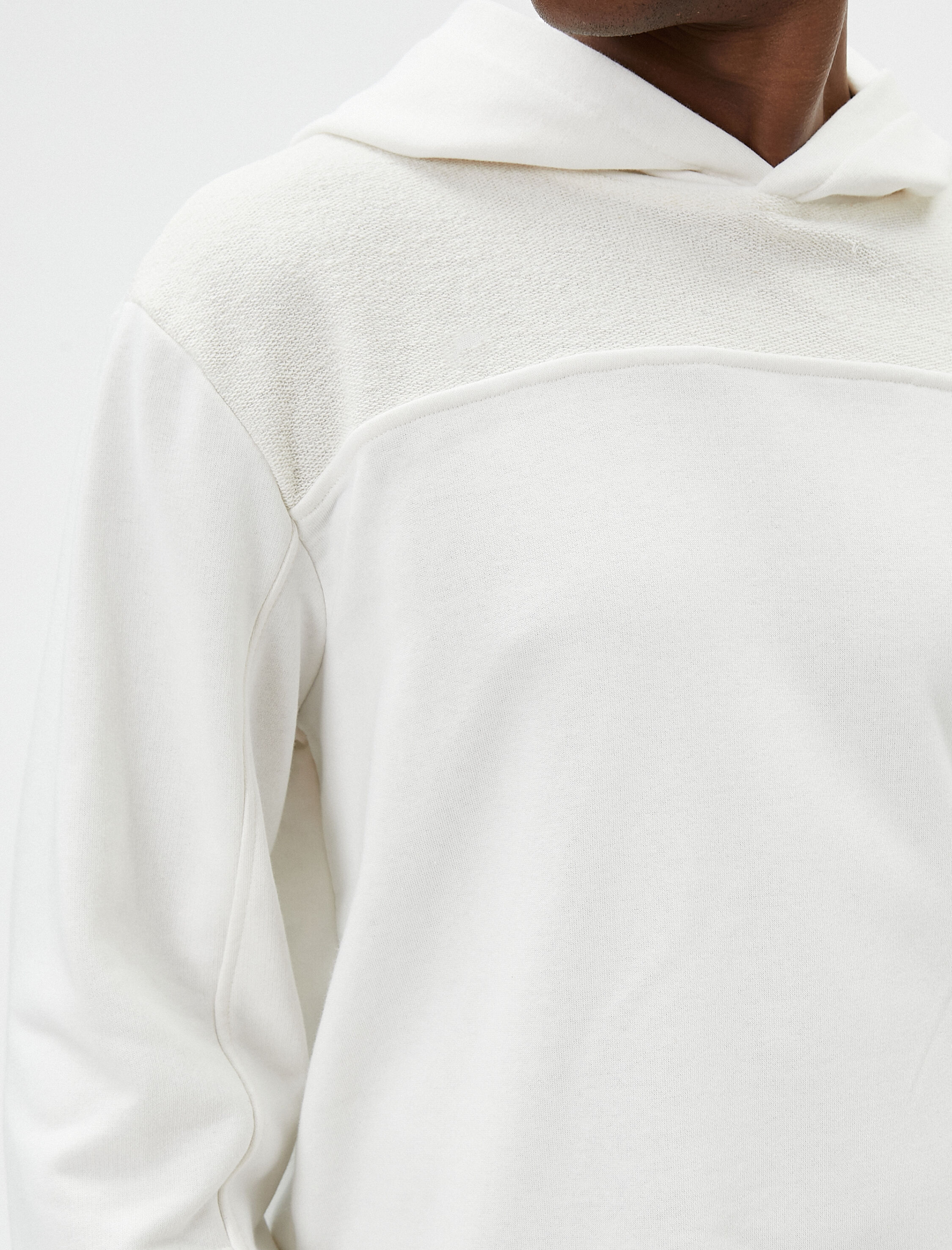 Kapşonlu Sweatshirt Dokulu Dikiş Detaylı Uzun Kollu Şardonlu